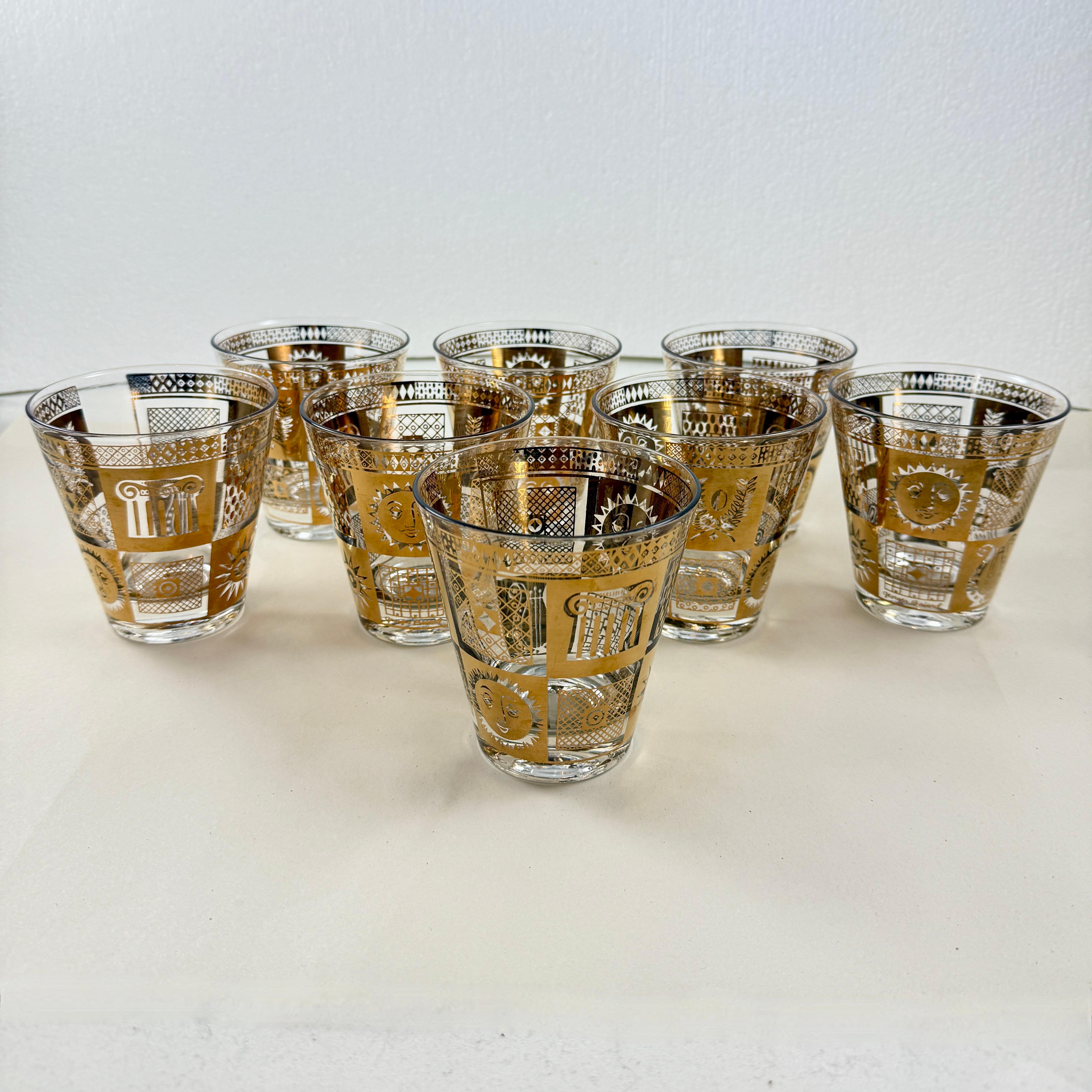 Gilt Golden Celeste Briard Glasses, set of eight, circa 1957 For Sale