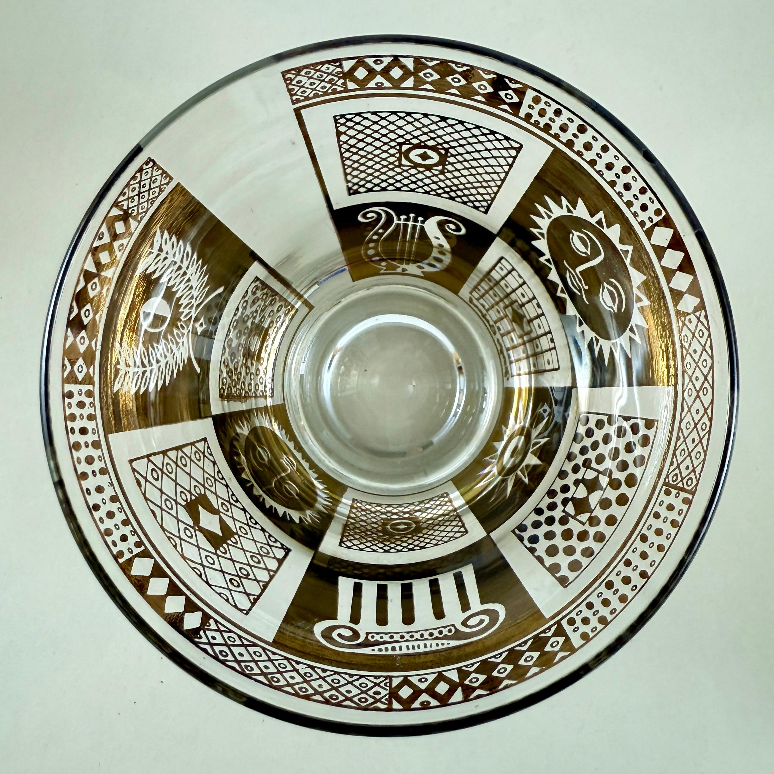 20th Century Golden Celeste Briard Glasses, set of eight, circa 1957 For Sale