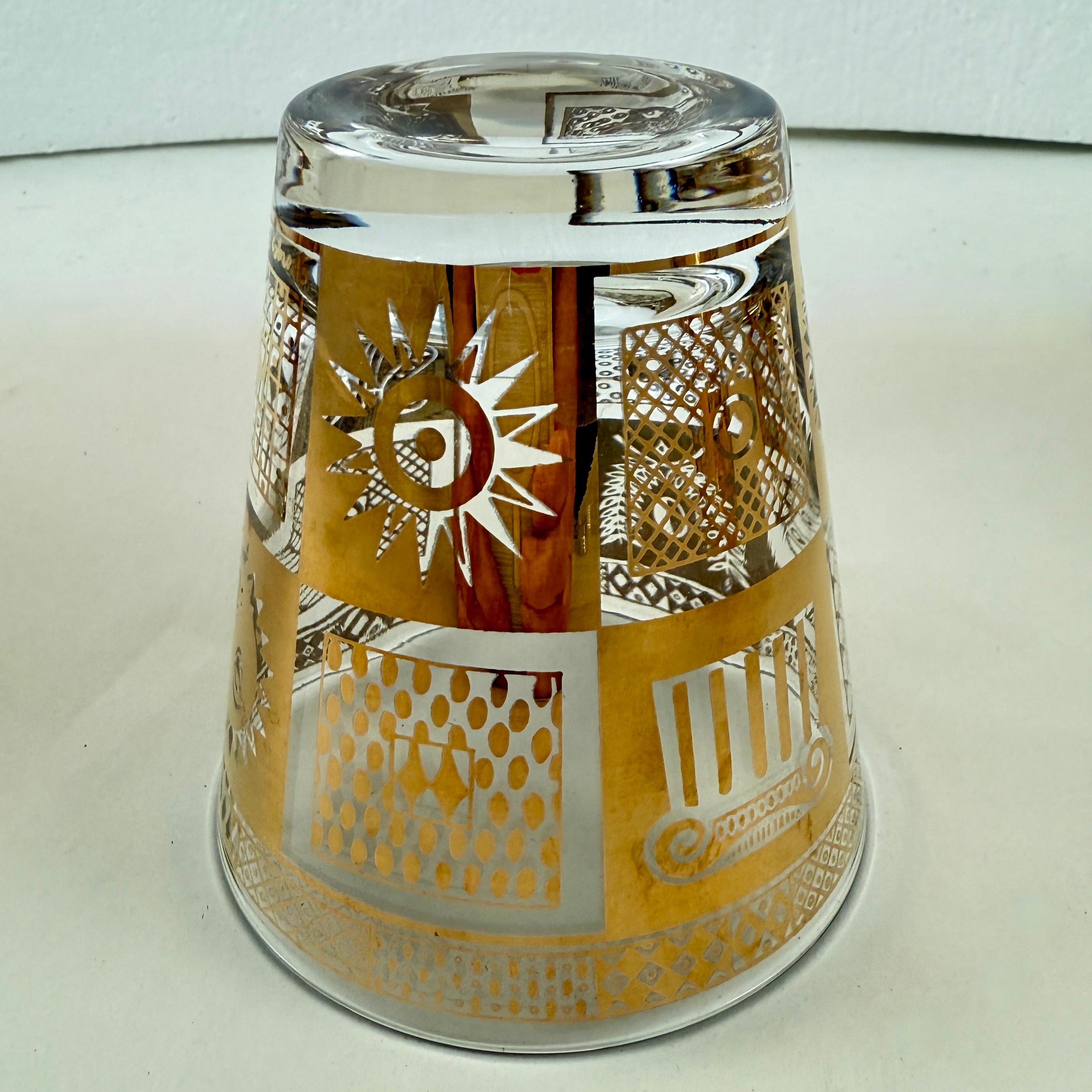 Art Glass Golden Celeste Briard Glasses, set of eight, circa 1957 For Sale