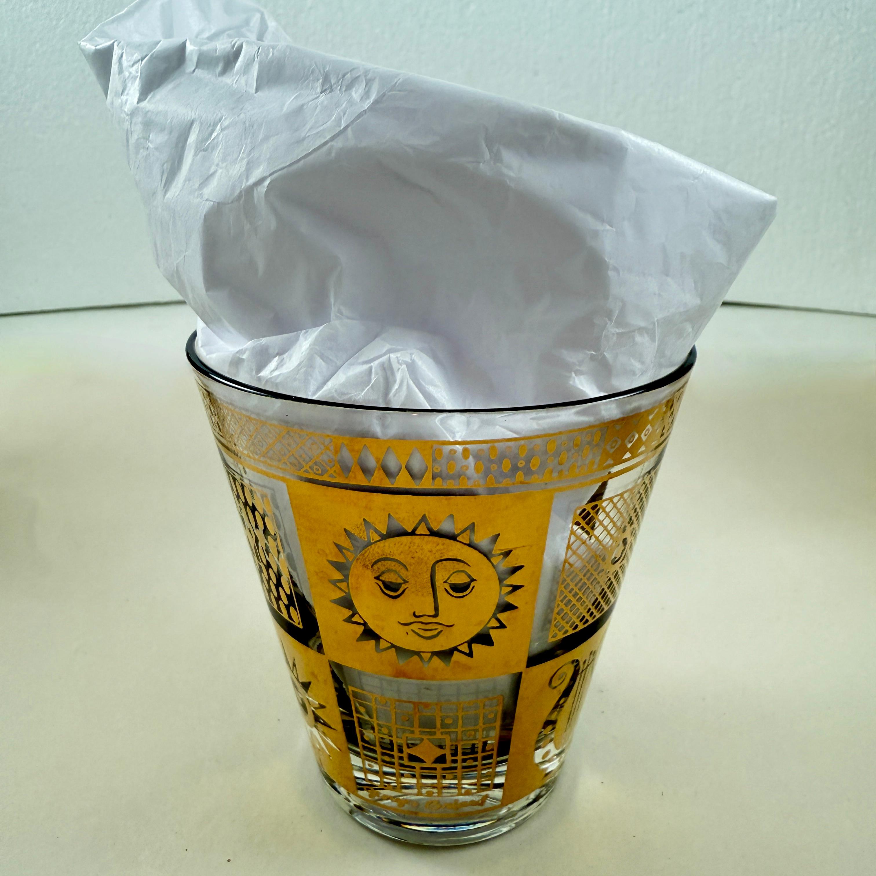 Golden Celeste Briard Glasses, set of eight, circa 1957 For Sale 1