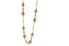 Golden Celestial Planets Spheres Globes Diamonds 18k Yellow Gold Long Necklace