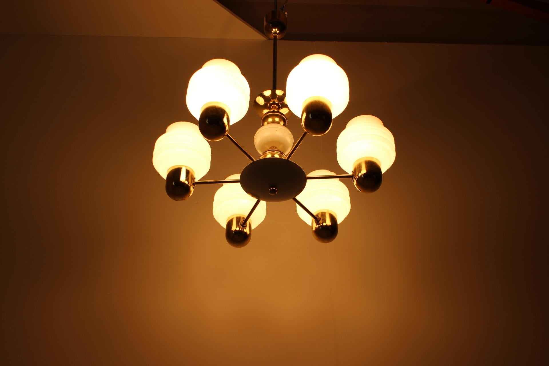 Golden Chandelier by Kamenicky Senov, 1970s, Czechoslovakia For Sale 6