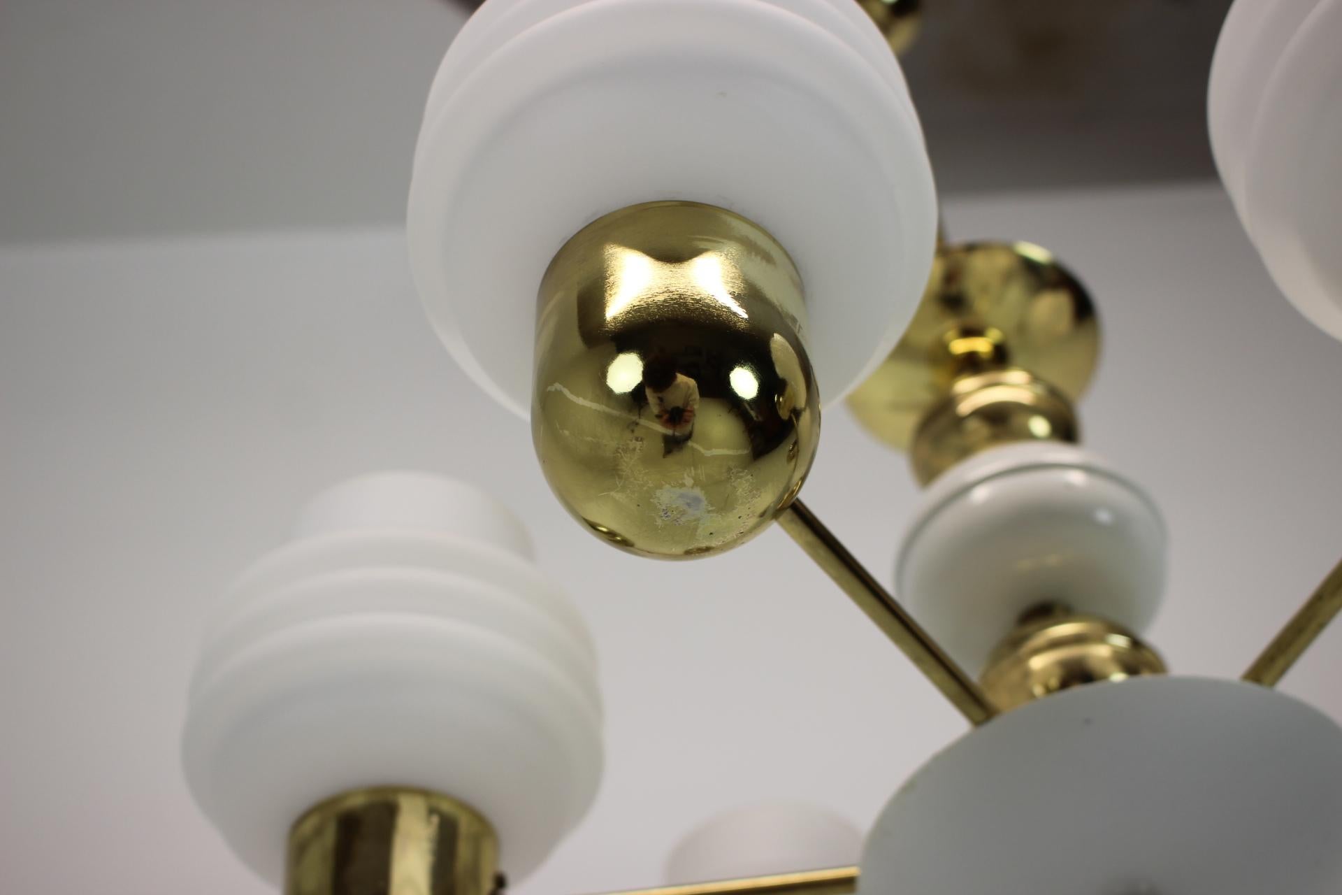 Golden Chandelier by Kamenicky Senov, 1970s, Czechoslovakia For Sale 1
