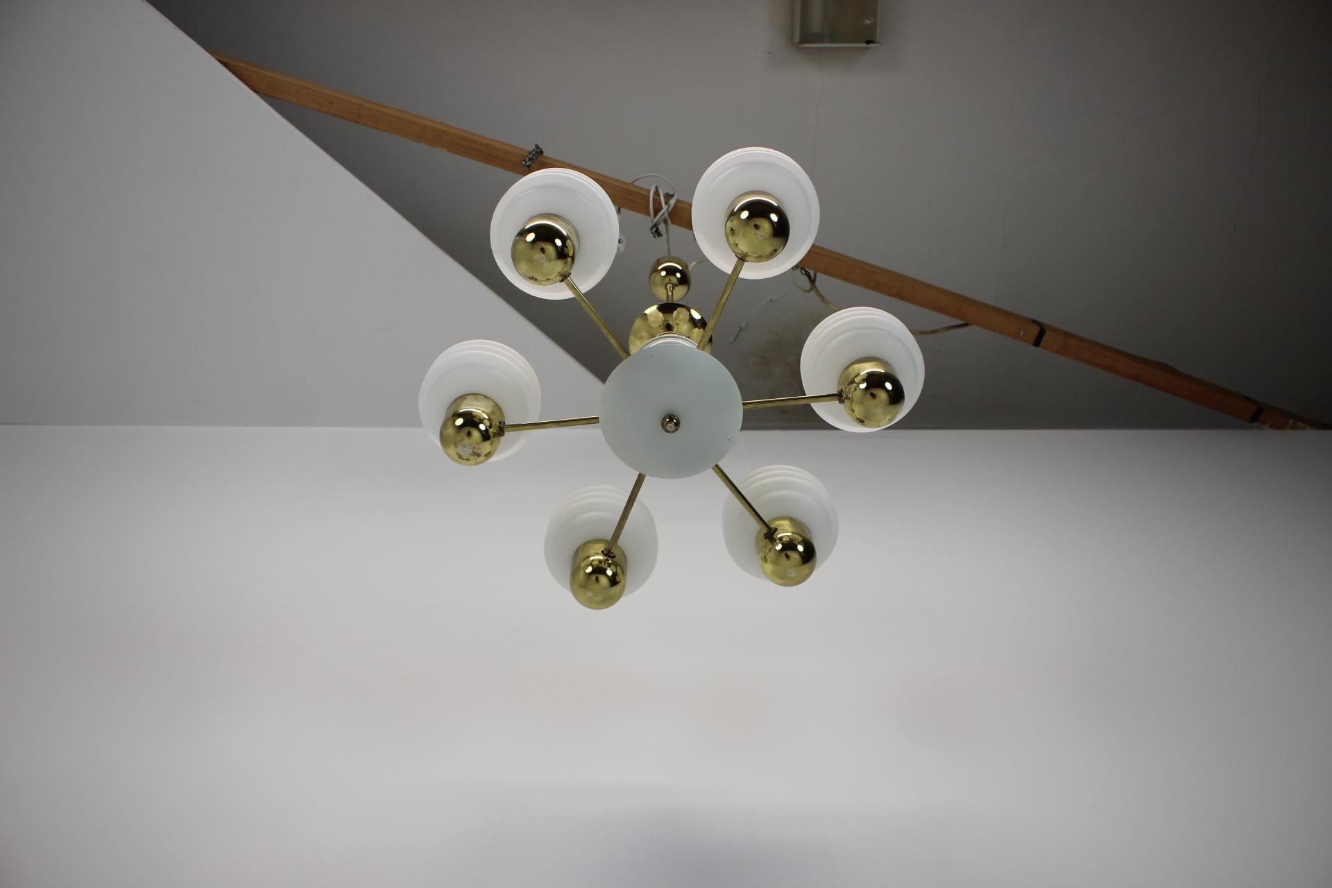Golden Chandelier by Kamenicky Senov, 1970s, Czechoslovakia For Sale 2