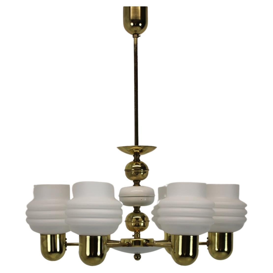 Golden Chandelier by Kamenicky Senov, 1970s, Czechoslovakia