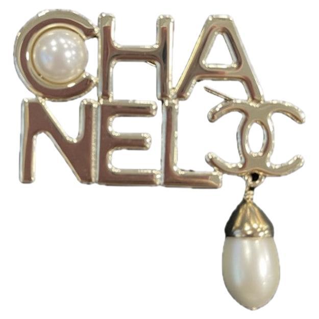 Golden Chanel Letters Brooch For Sale