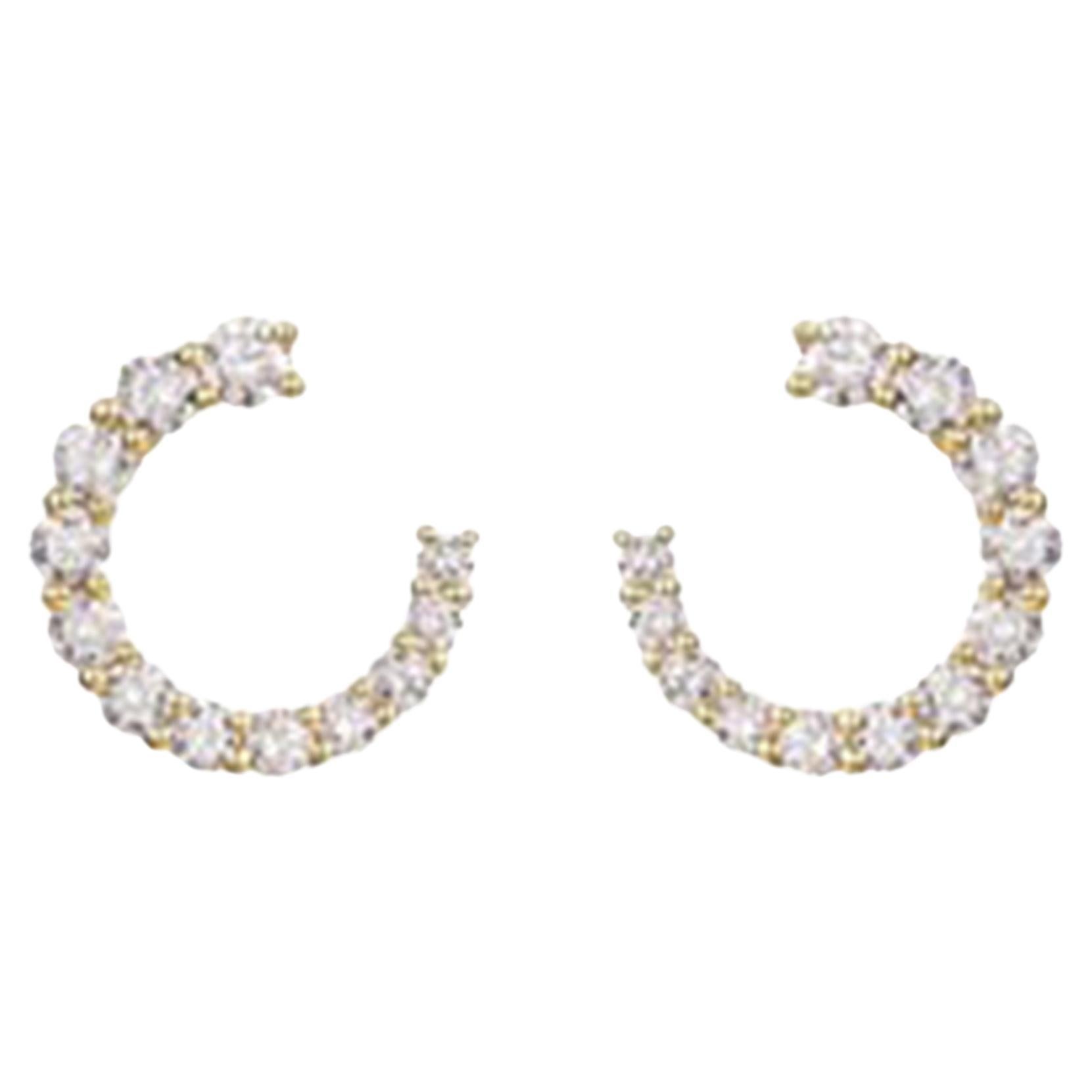 Golden Charm Diamond 14K (or 18k upon request) Yellow Gold Hoops Earrings