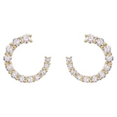 Golden Charm Diamond 14K (or 18k upon request) Yellow Gold Hoops Earrings