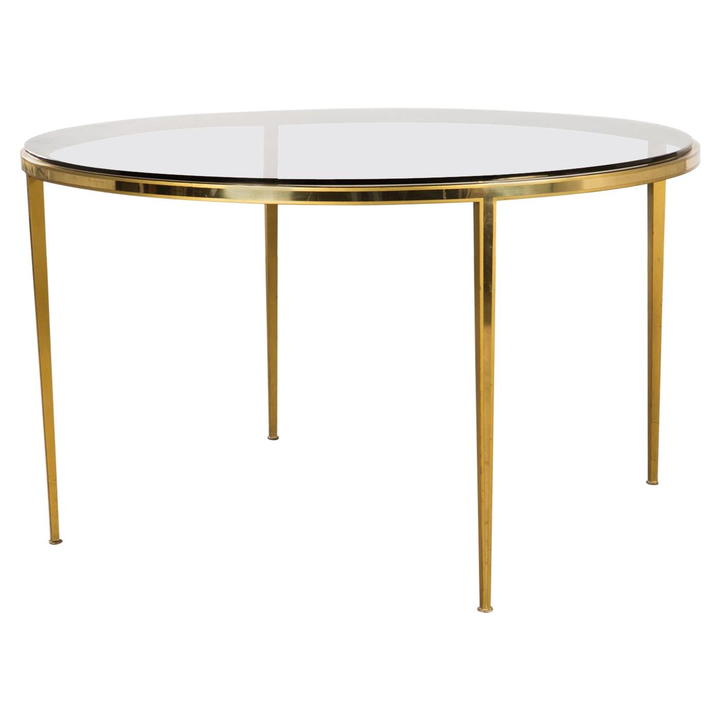 Golden circular Mid-Century Modern Brass coffee table by Vereinigte Werkstätten For Sale