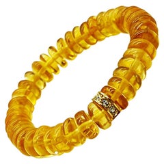 Goldenes Citrin 10mm Rondelle Perlen Stretch Stacking Armband