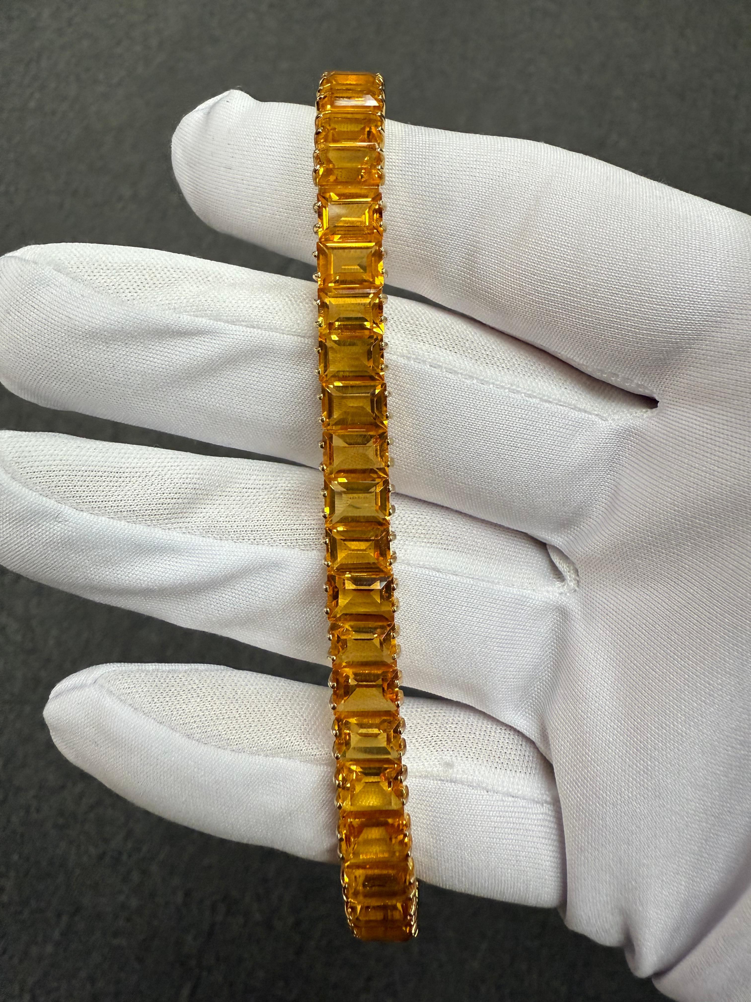 Pulsera Línea Citrino Dorado Oro Amarillo 14k Circa 1990s en venta 4