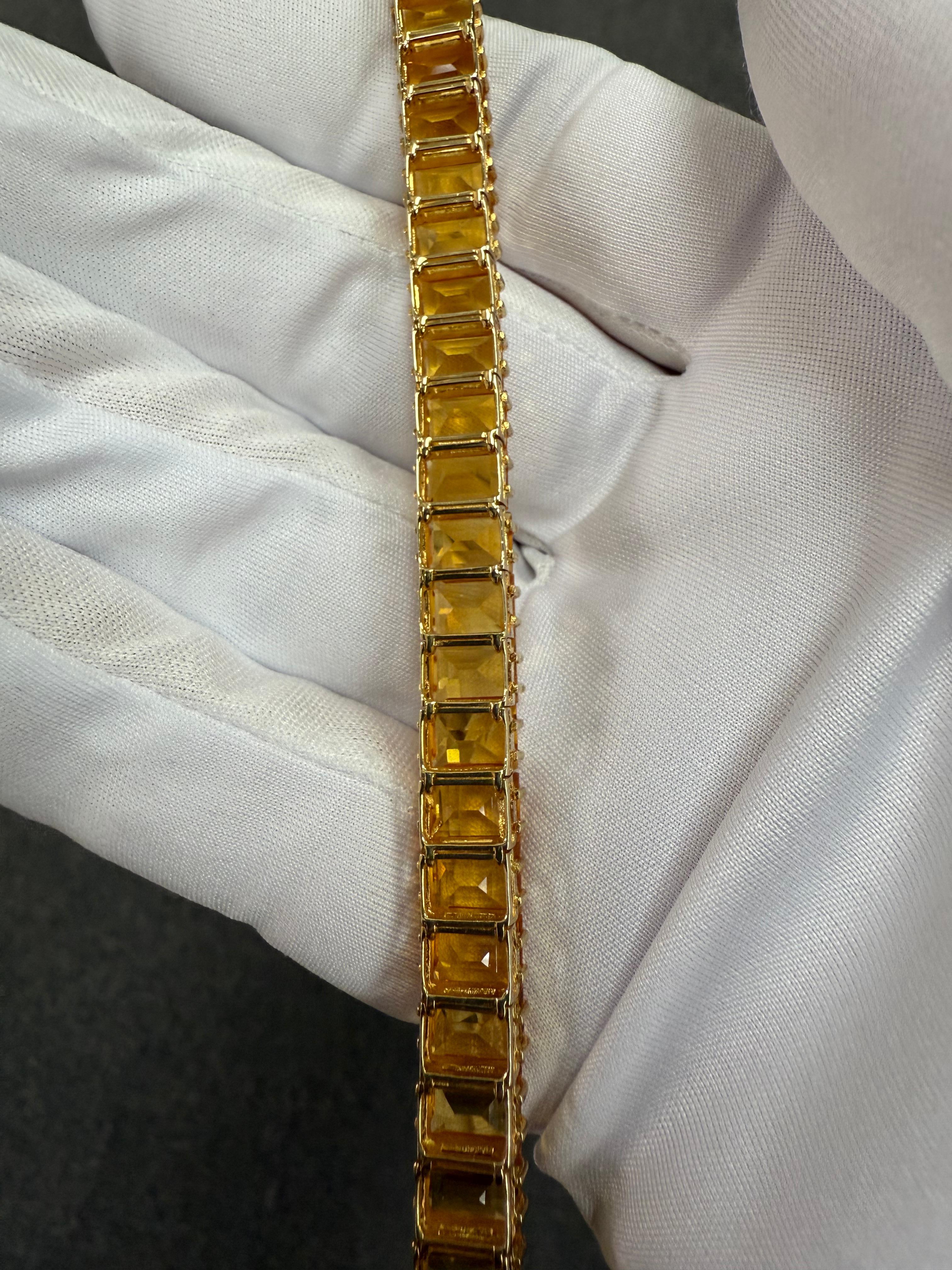 Pulsera Línea Citrino Dorado Oro Amarillo 14k Circa 1990s en venta 5