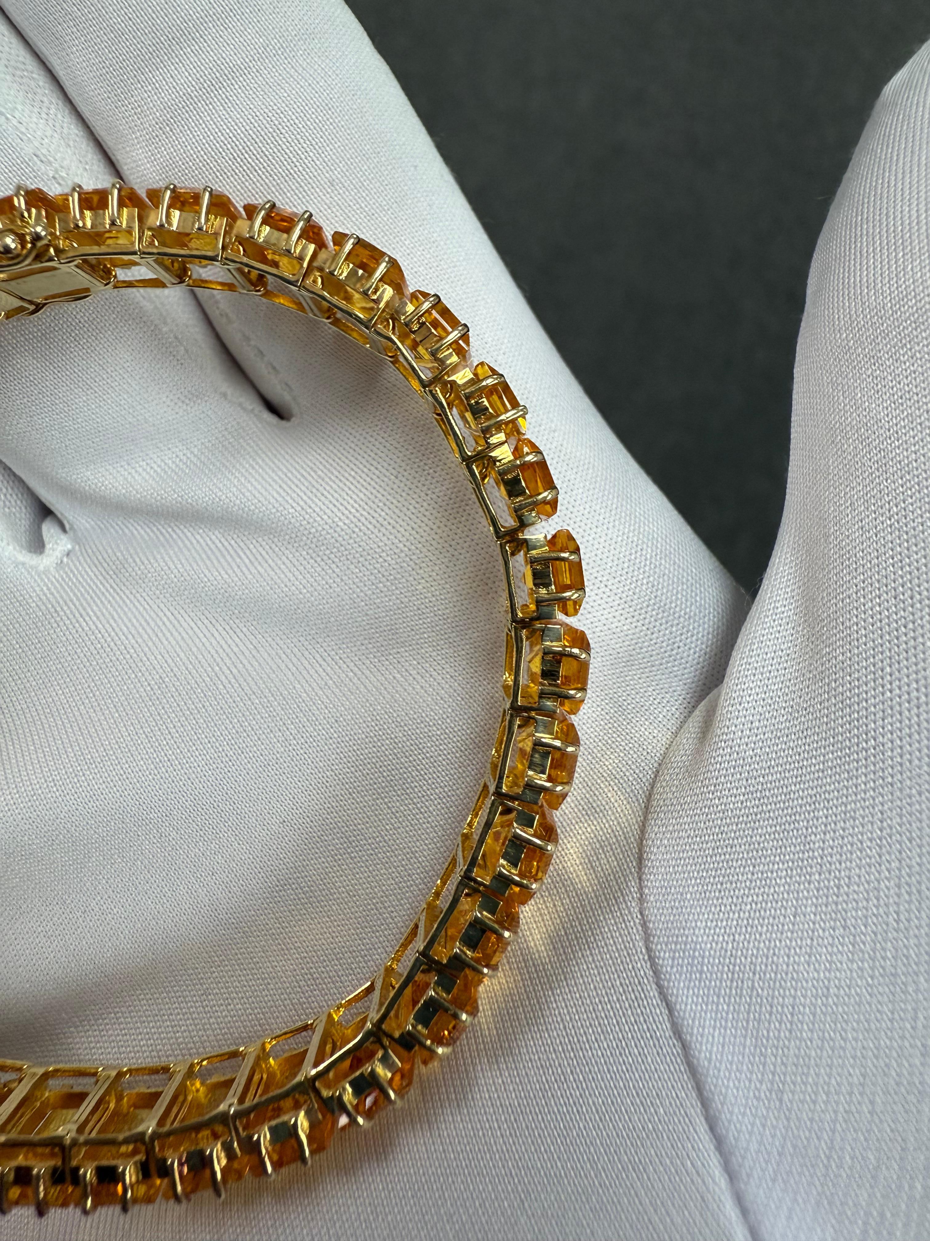 Pulsera Línea Citrino Dorado Oro Amarillo 14k Circa 1990s en venta 6