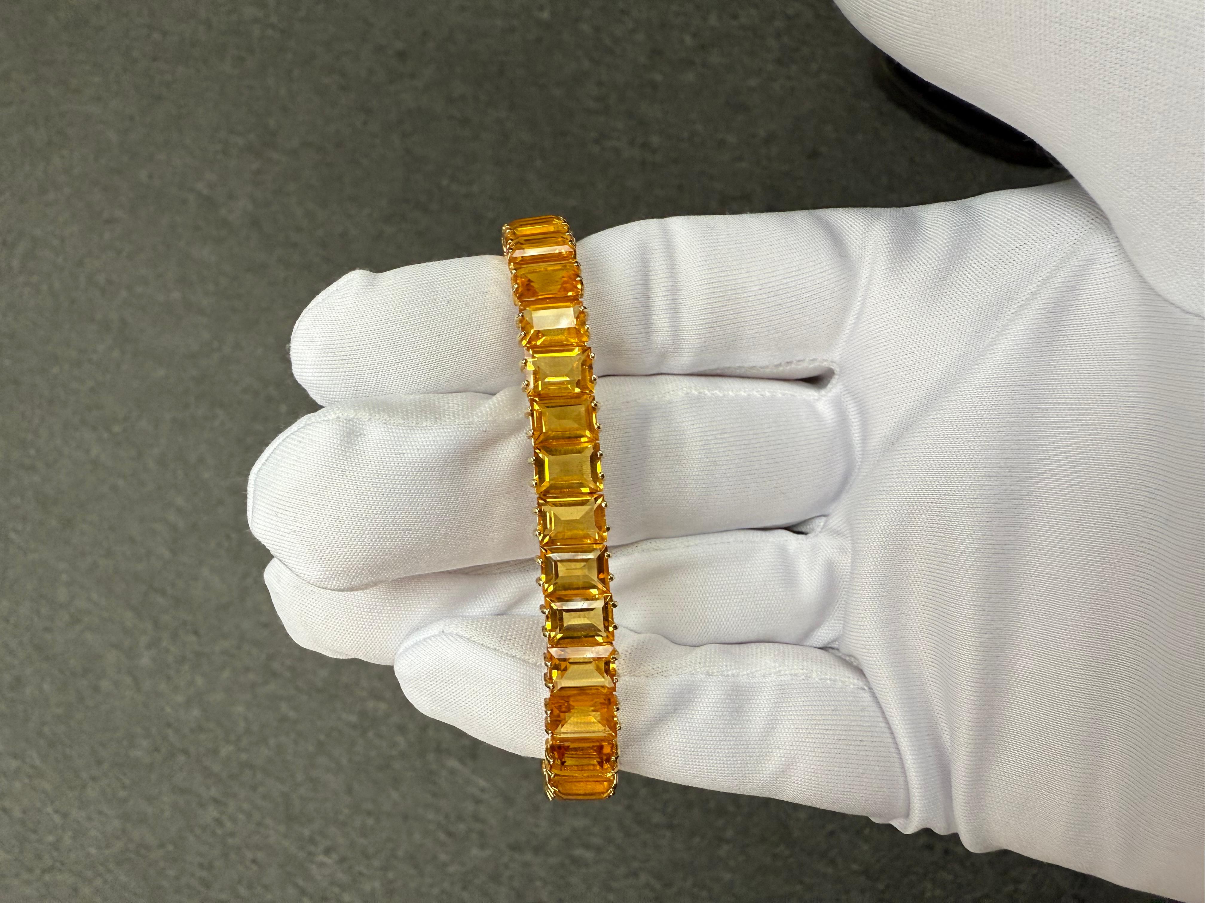 Pulsera Línea Citrino Dorado Oro Amarillo 14k Circa 1990s en venta 7