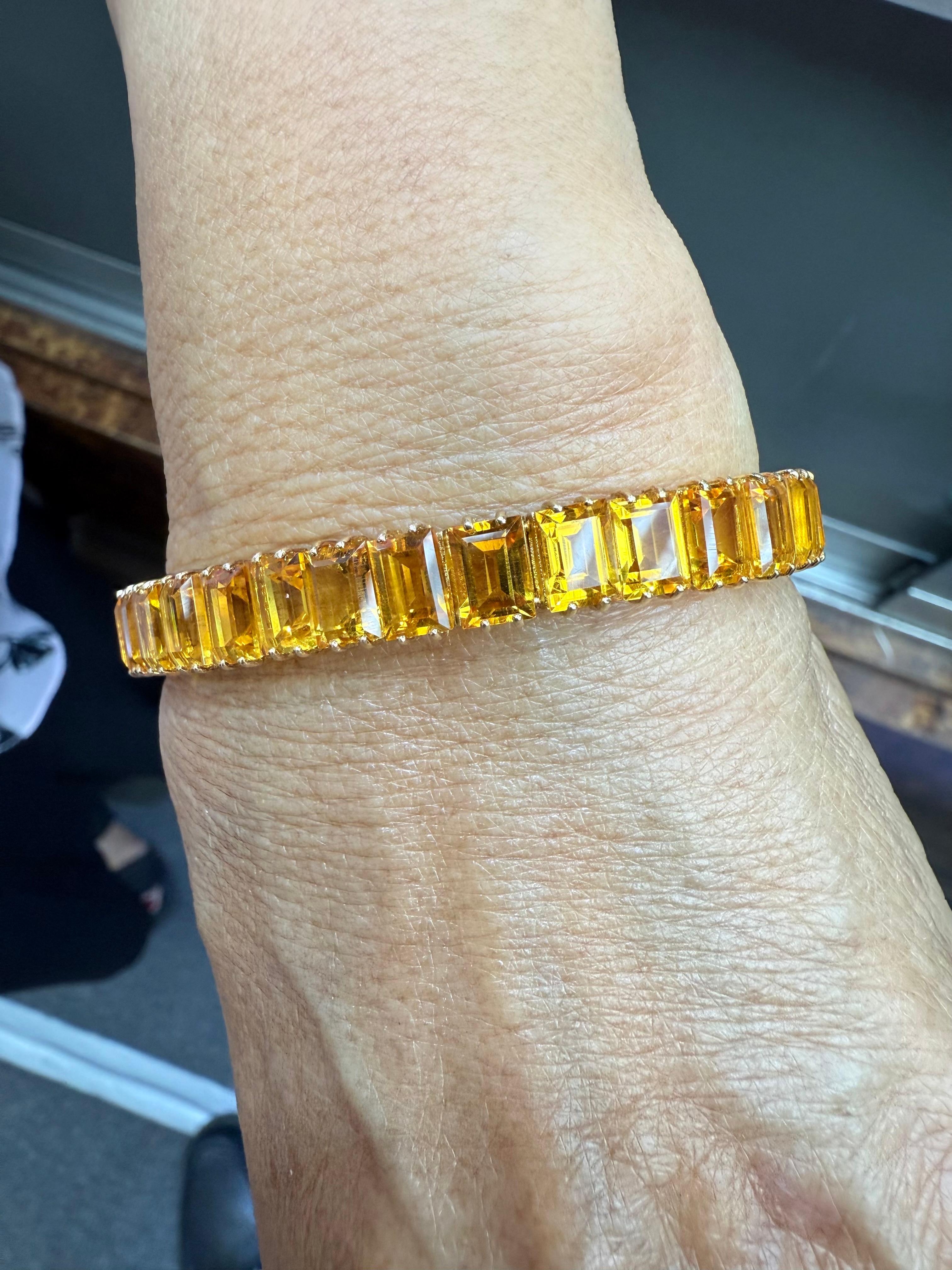 Pulsera Línea Citrino Dorado Oro Amarillo 14k Circa 1990s Contemporáneo en venta