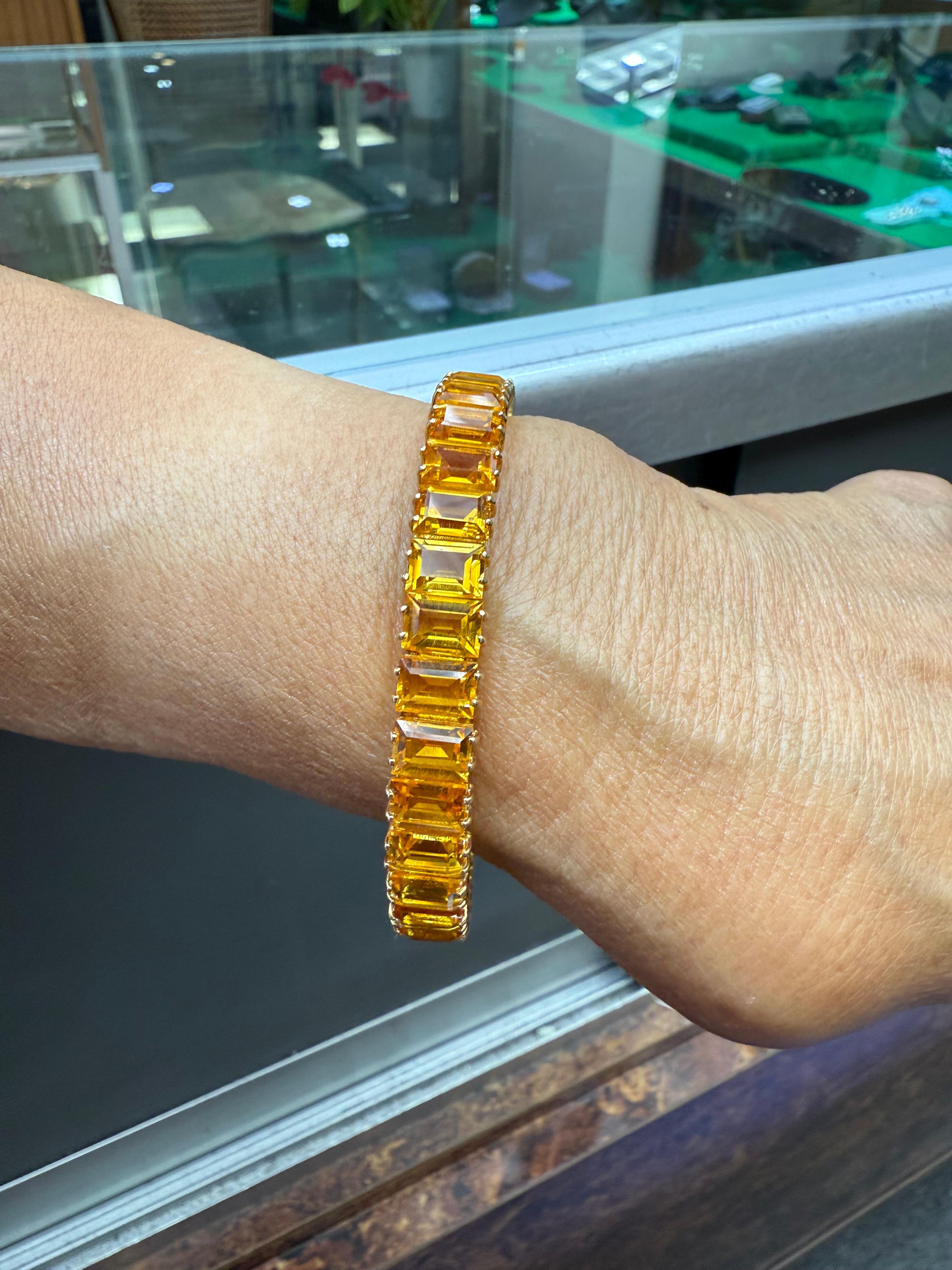 Pulsera Línea Citrino Dorado Oro Amarillo 14k Circa 1990s en Bueno estado para la venta en Los Angeles, CA
