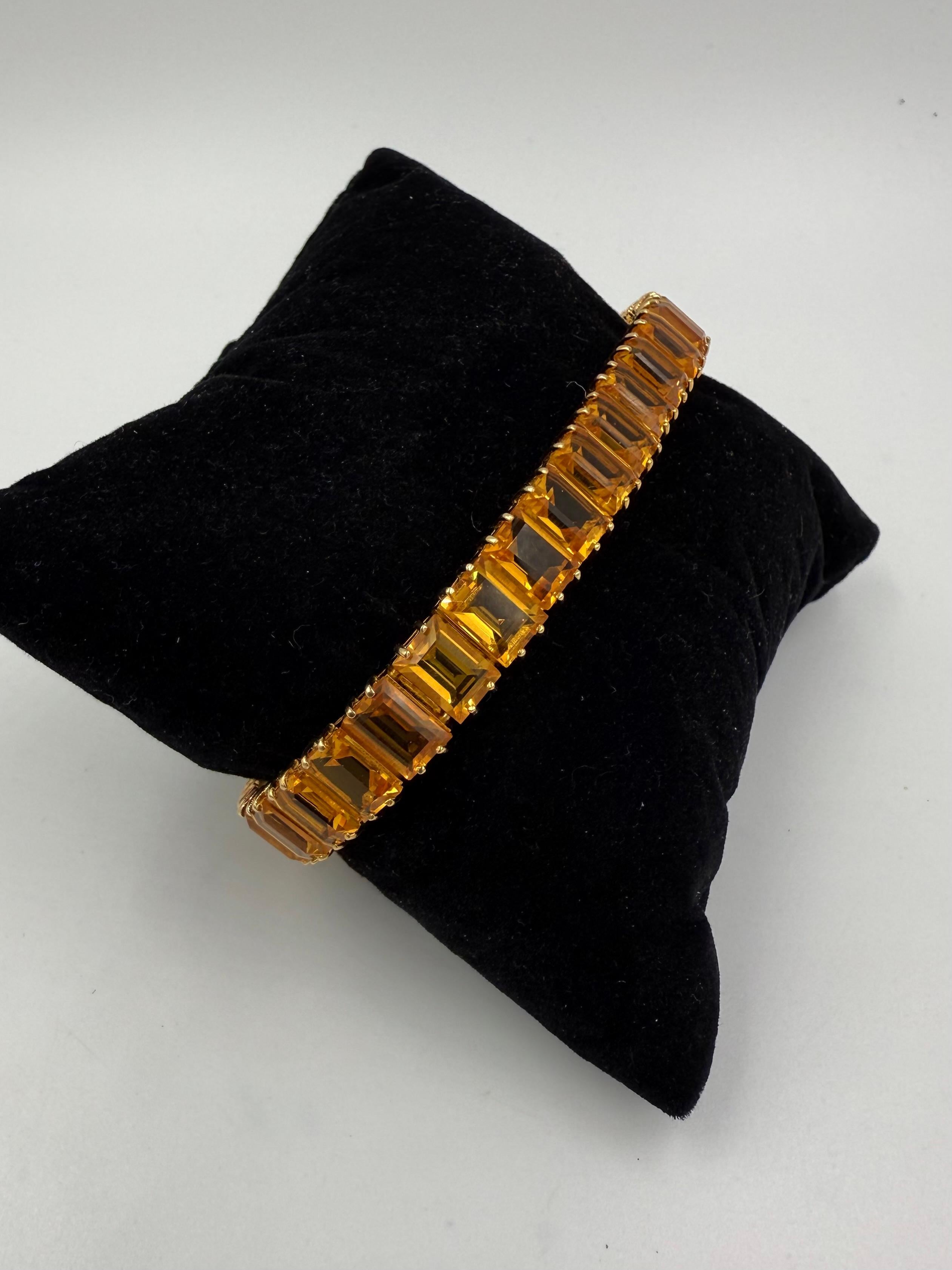 Pulsera Línea Citrino Dorado Oro Amarillo 14k Circa 1990s en venta 1