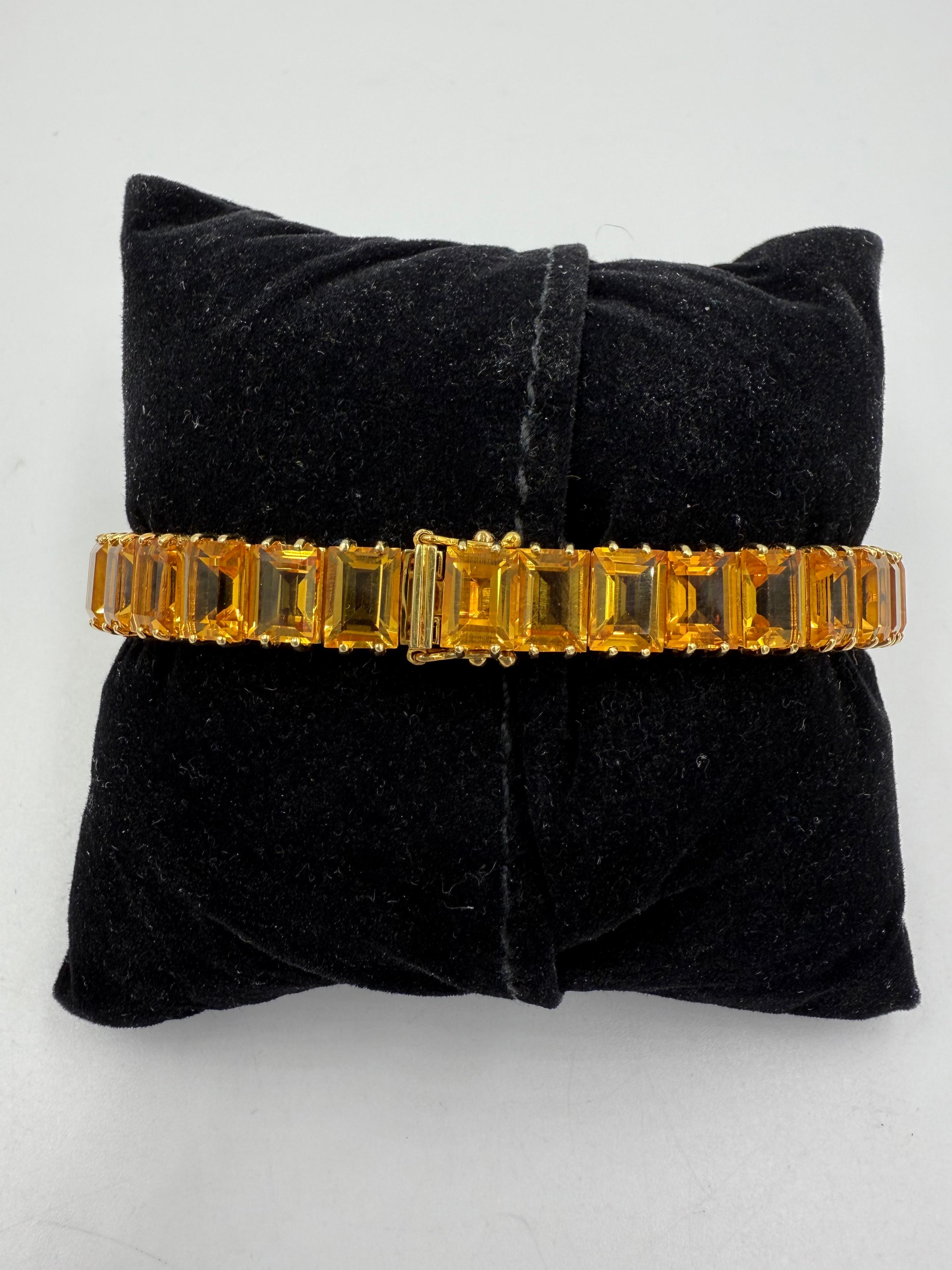 Pulsera Línea Citrino Dorado Oro Amarillo 14k Circa 1990s en venta 2