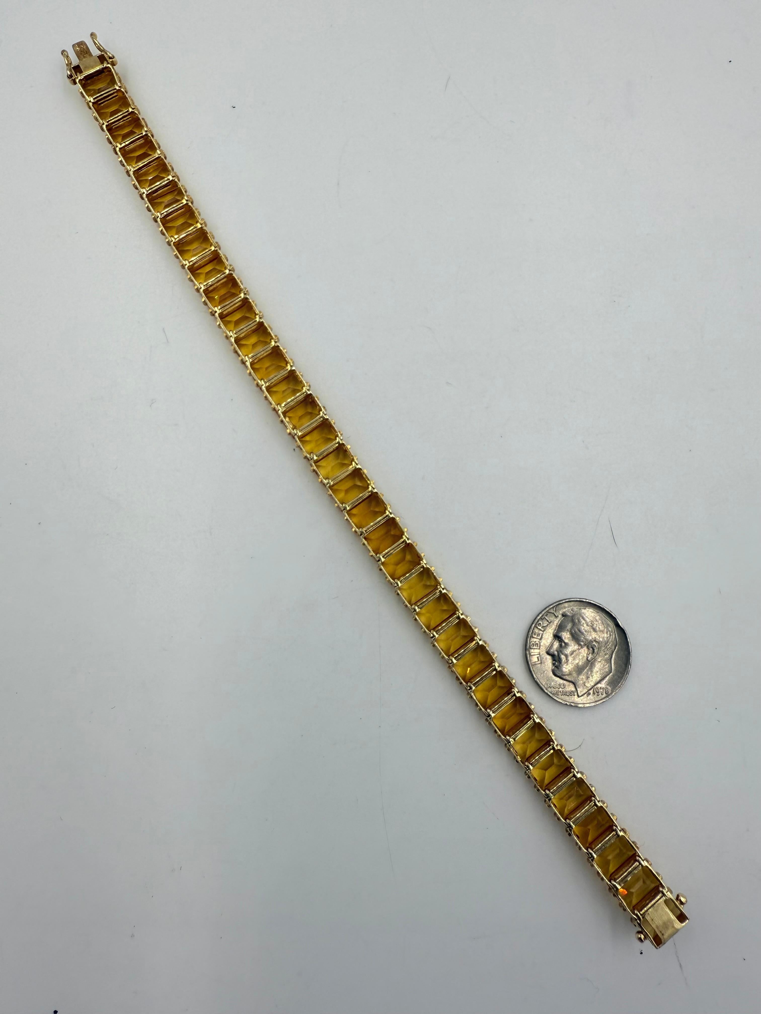 Pulsera Línea Citrino Dorado Oro Amarillo 14k Circa 1990s en venta 3