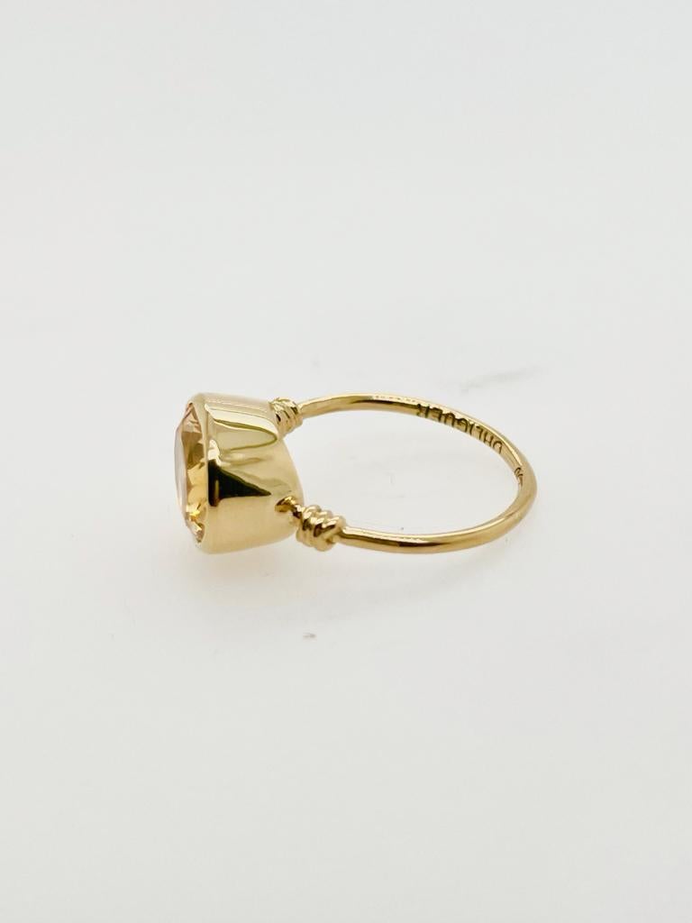 Artist Golden Citrine in Love Knot Style Ring in 18ct Yellow Gold For Sale