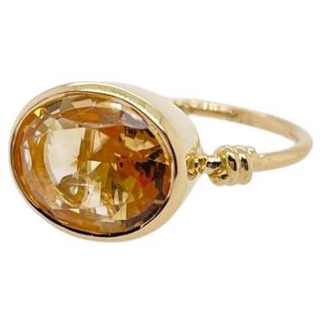 Golden Citrine in Love Knot Style Ring in 18ct Yellow Gold