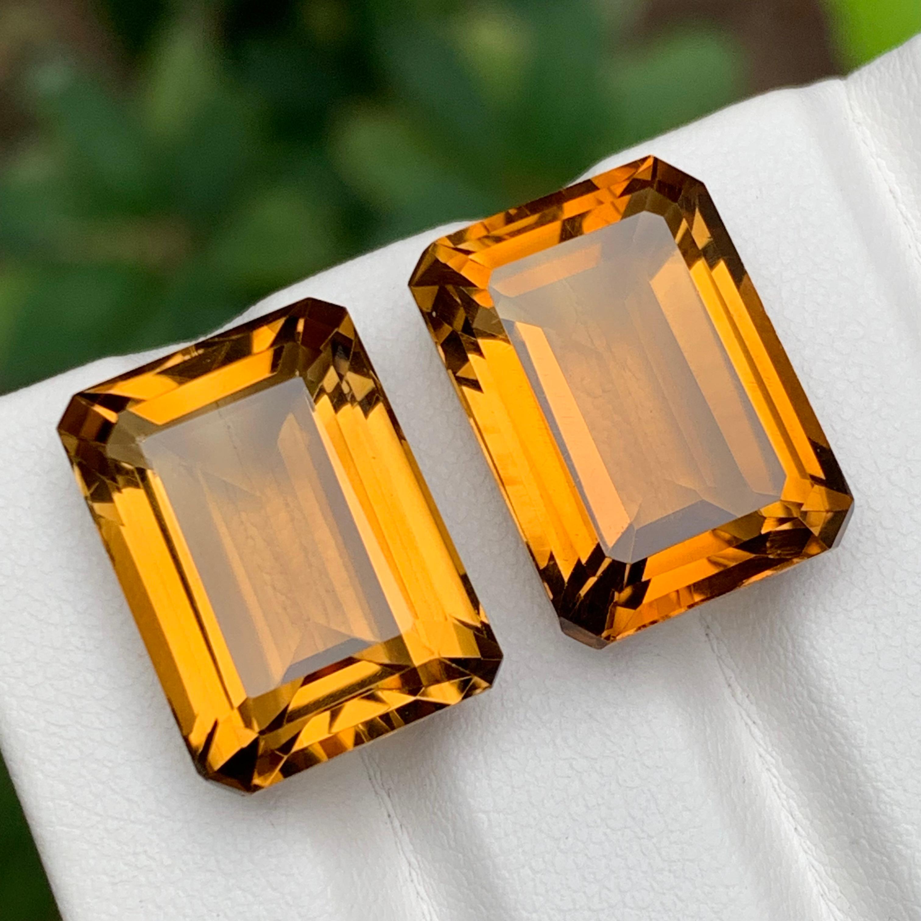 Golden Color Natural Citrine Loose Gemstone Pair for Earrings or any other Jewelry Setting-Emerald Cut!!

💎 GEMSTONE TYPE: Citrine
⚖️ WEIGHT: 32.60 Carats
🪚 SHAPE & CUT: Emerald Cut 
📏 SIZE (MM): 
16.35 Carat: (17.94 x 12.96 x 9.07)
16.25 Carat: