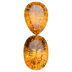 Golden Citrine Natural Loose Gemstones 30.96 Ct Pear and Cushion Cut for Jewelry