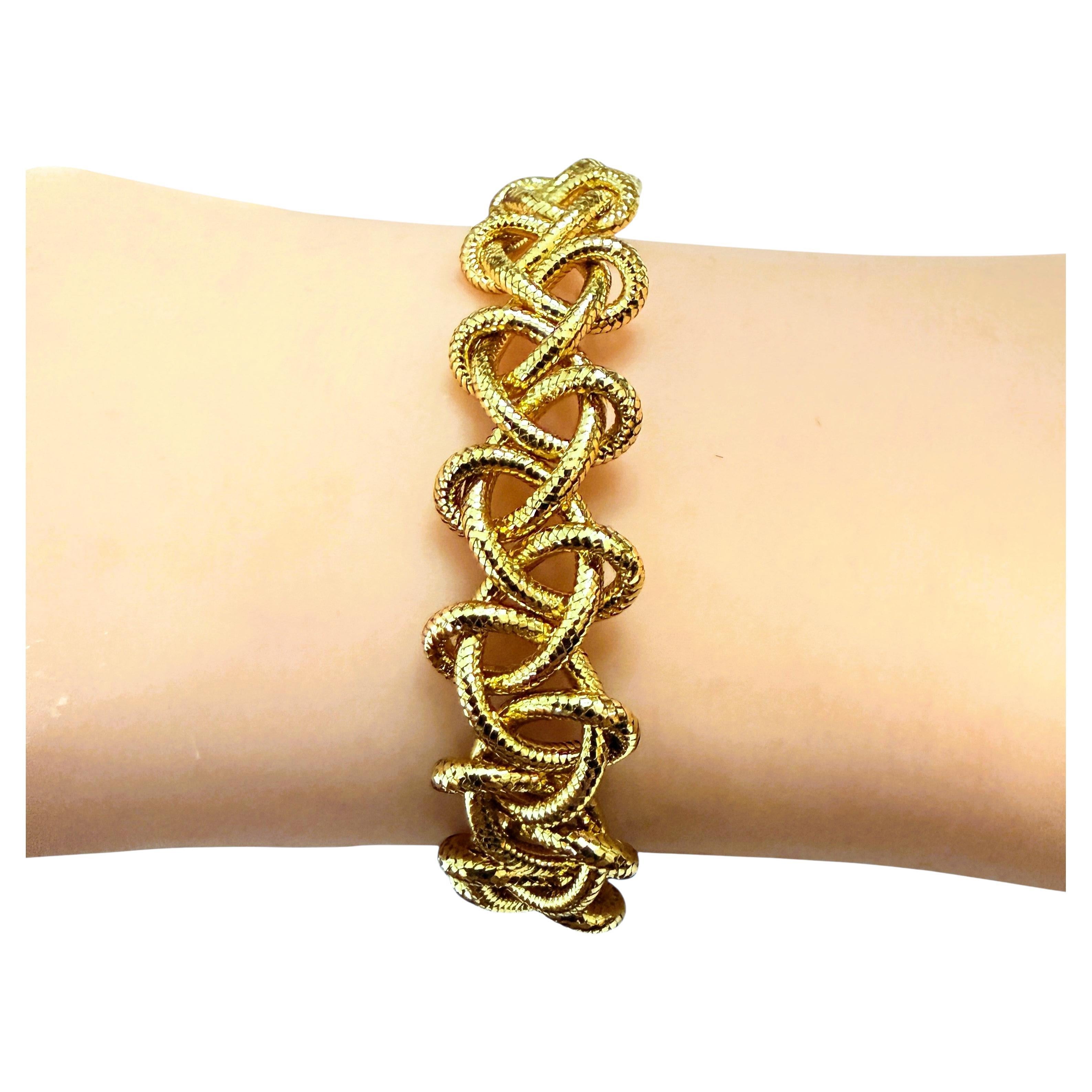 Golden Clef International Pulsera extensible de cordón de cuentas amarillo 14k en venta