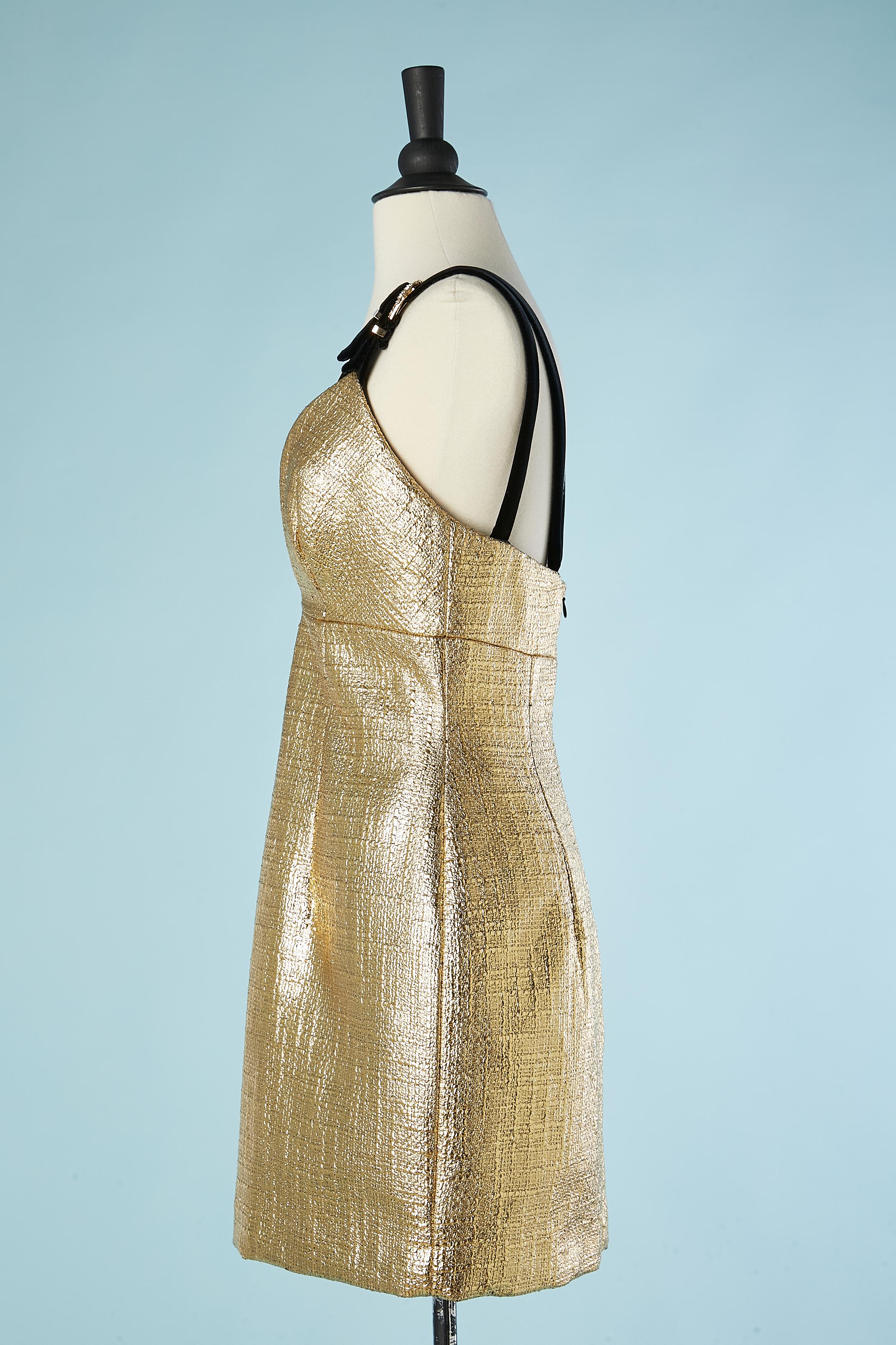 Women's Golden coated tweed cocktail dress with velvet details Versace Jeans Couture 