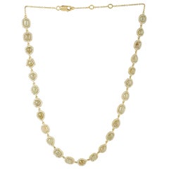 Golden Color Ice Diamond Necklace in 18 Karat Yellow Gold