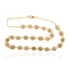 Golden Color Ice Diamond Necklace in 18 Karat Yellow Gold