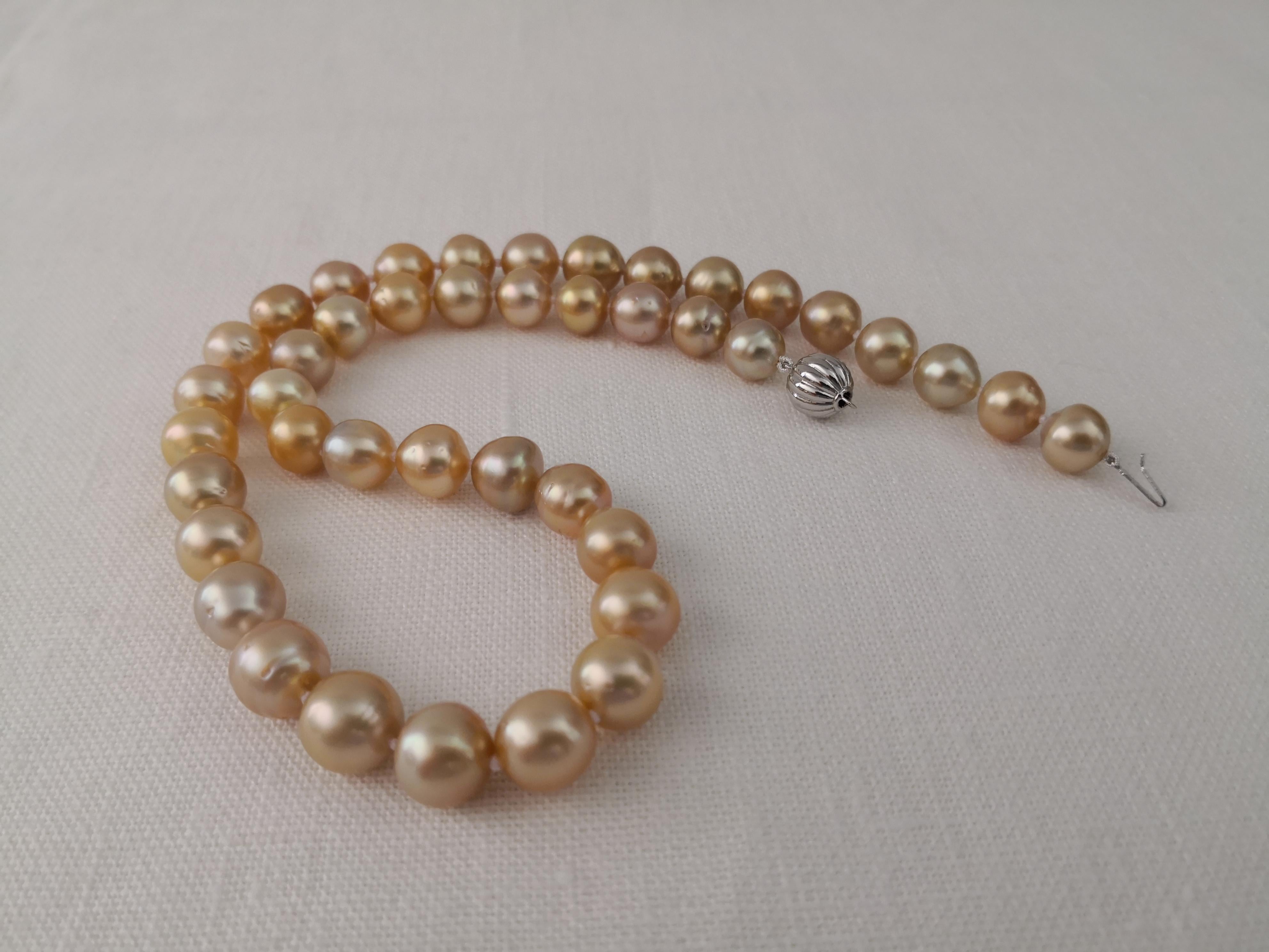 Contemporary Golden Color South Sea Pearls, 18 Karat Gold For Sale