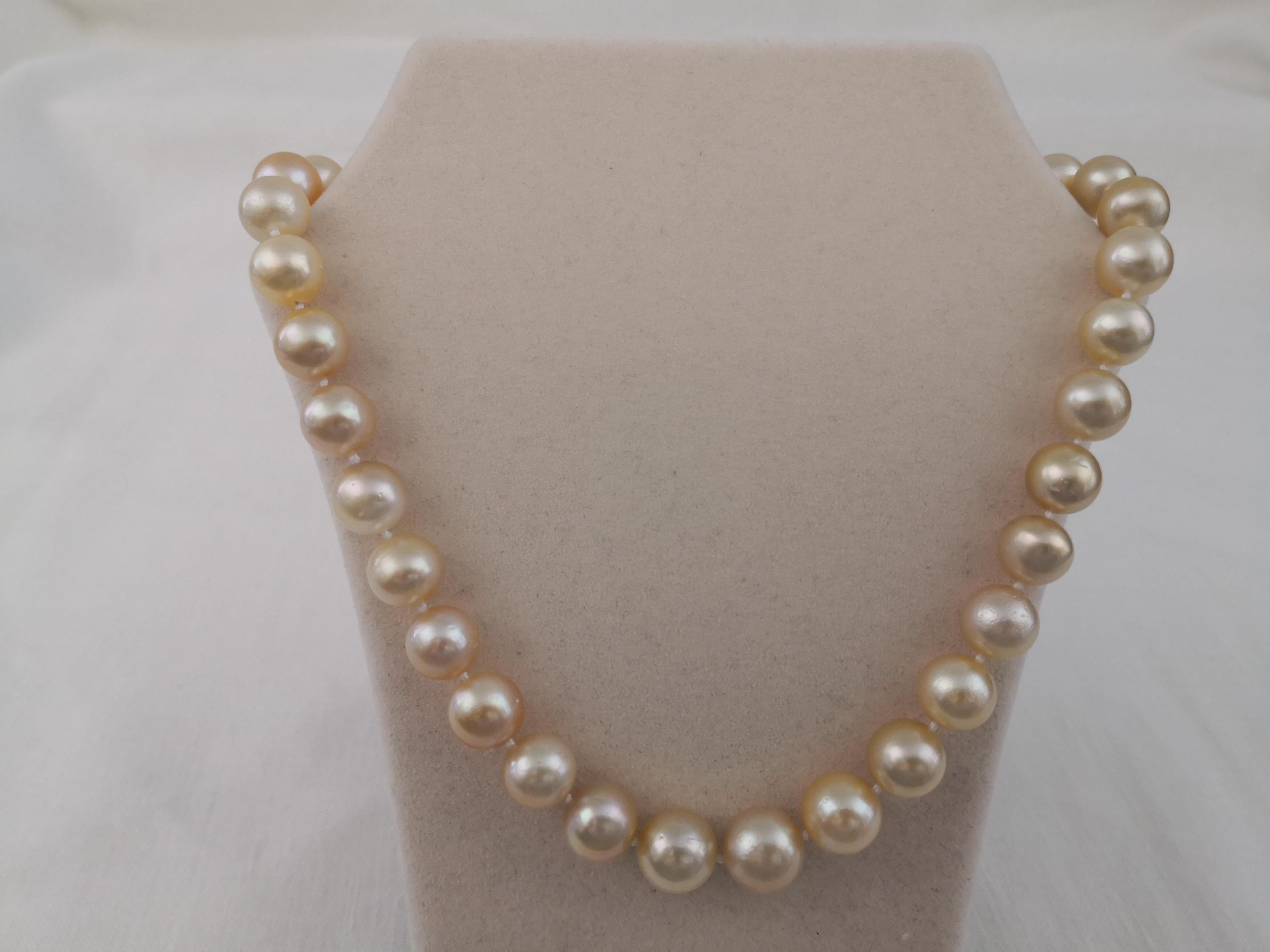 Contemporary Golden Color South Sea Pearls Round Shape For Sale