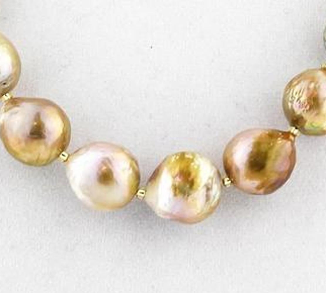 Women's Golden color Wrinkle Pearls necklace