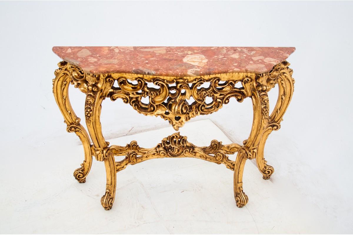 Golden Console with Mirror, Roccoco, France, Mid-20th Century 6
