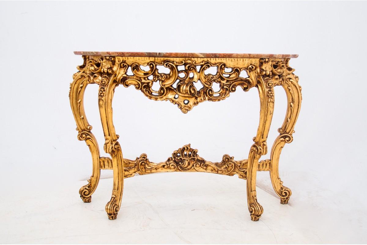 Golden Console with Mirror, Roccoco, France, Mid-20th Century 7