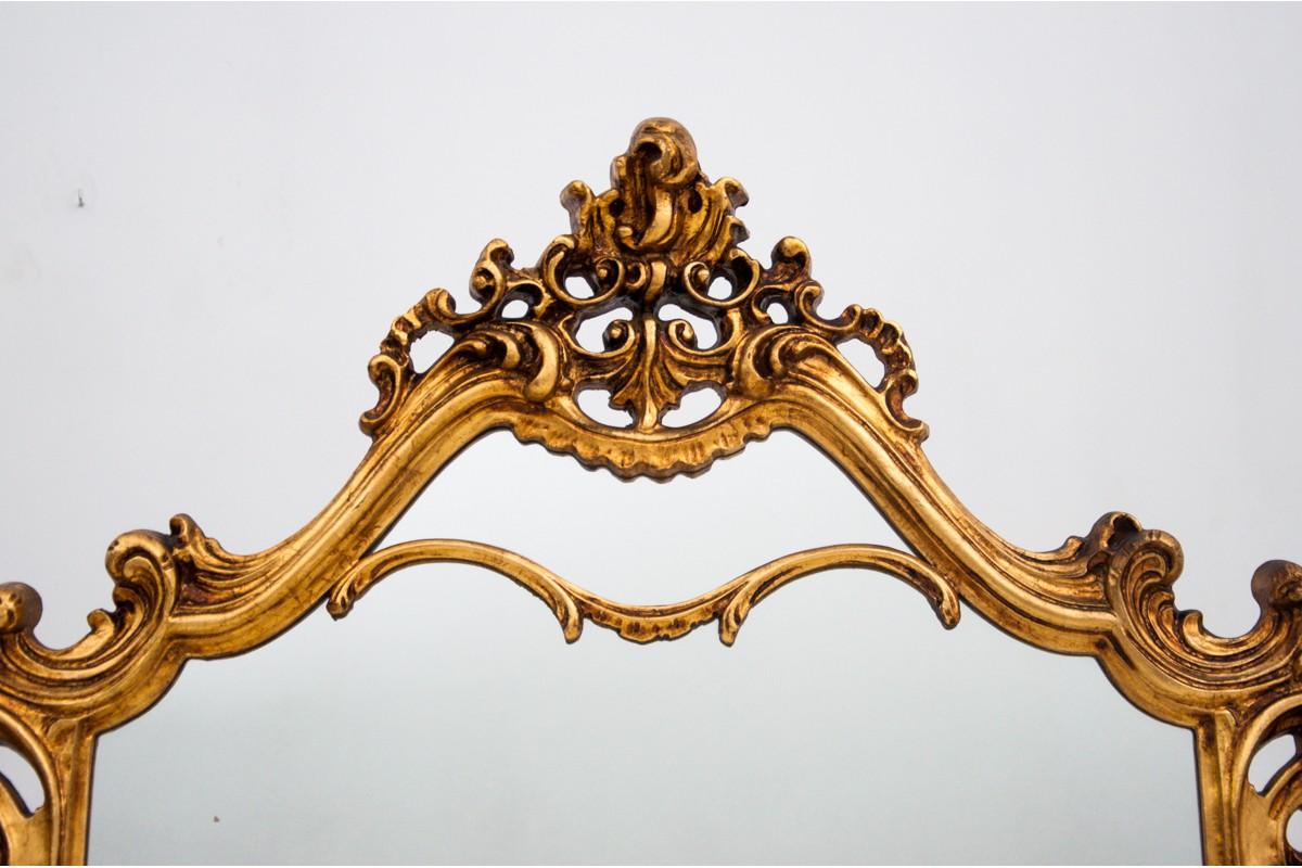 Golden Console with Mirror, Roccoco, France, Mid-20th Century In Good Condition In Chorzów, PL