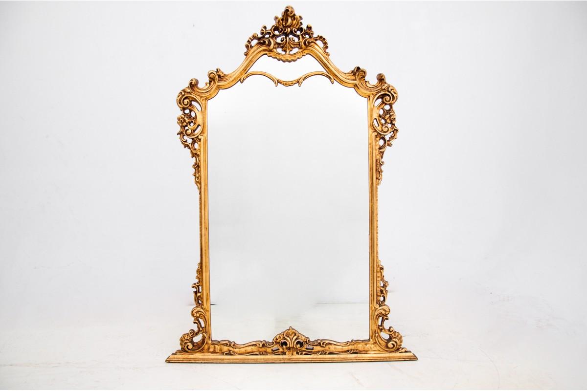 Golden Console with Mirror, Roccoco, France, Mid-20th Century 2