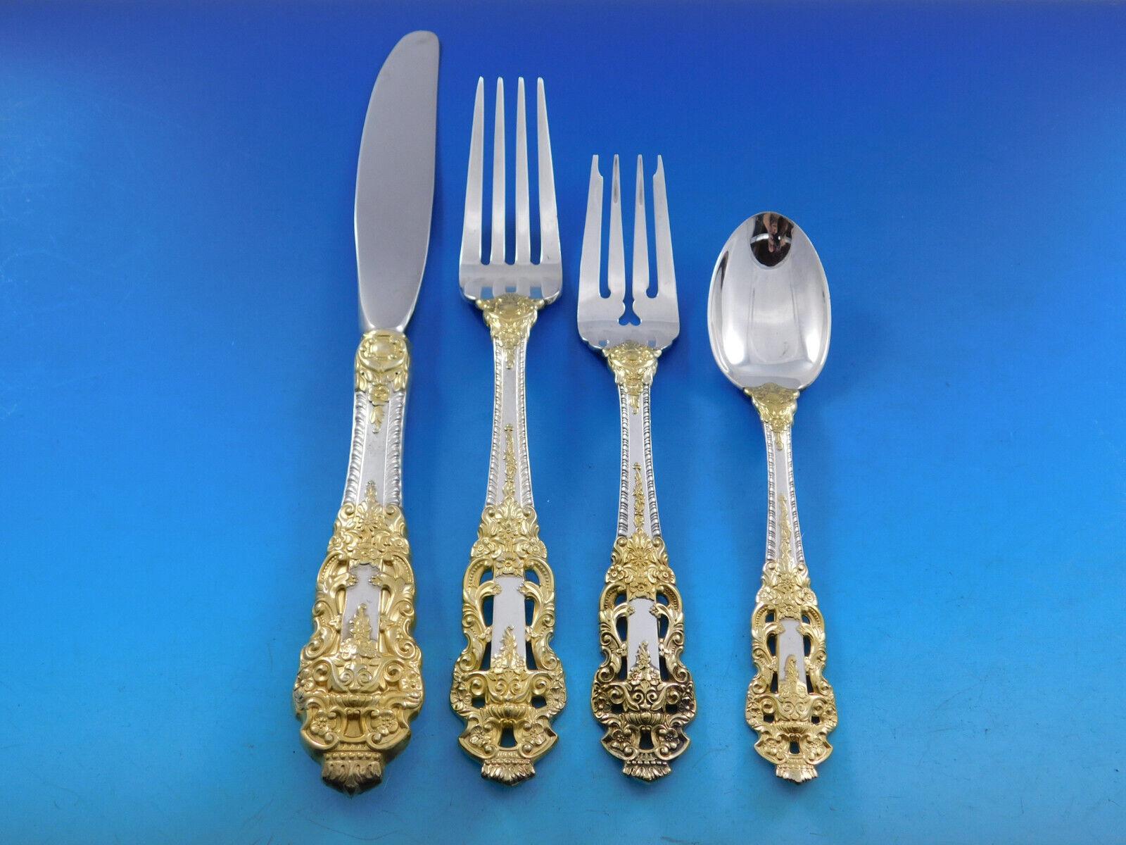 Set di posate in argento sterling Golden Crown Baroque by Gorham 53 pezzi per la cena In condizioni ottime in vendita a Big Bend, WI