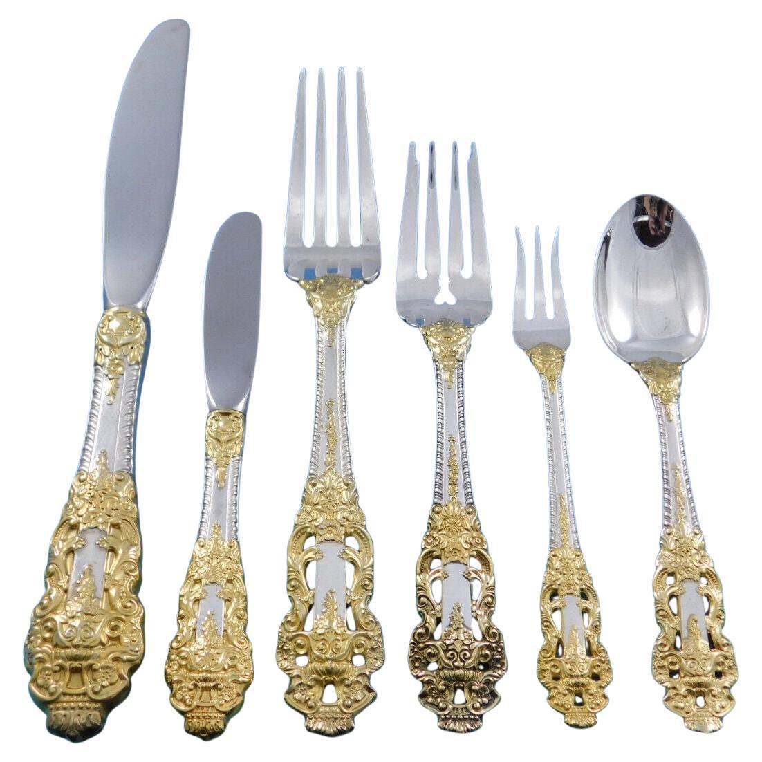Golden Crown Barock von Gorham Sterling Silber Besteck Set 53 Pieces Abendessen