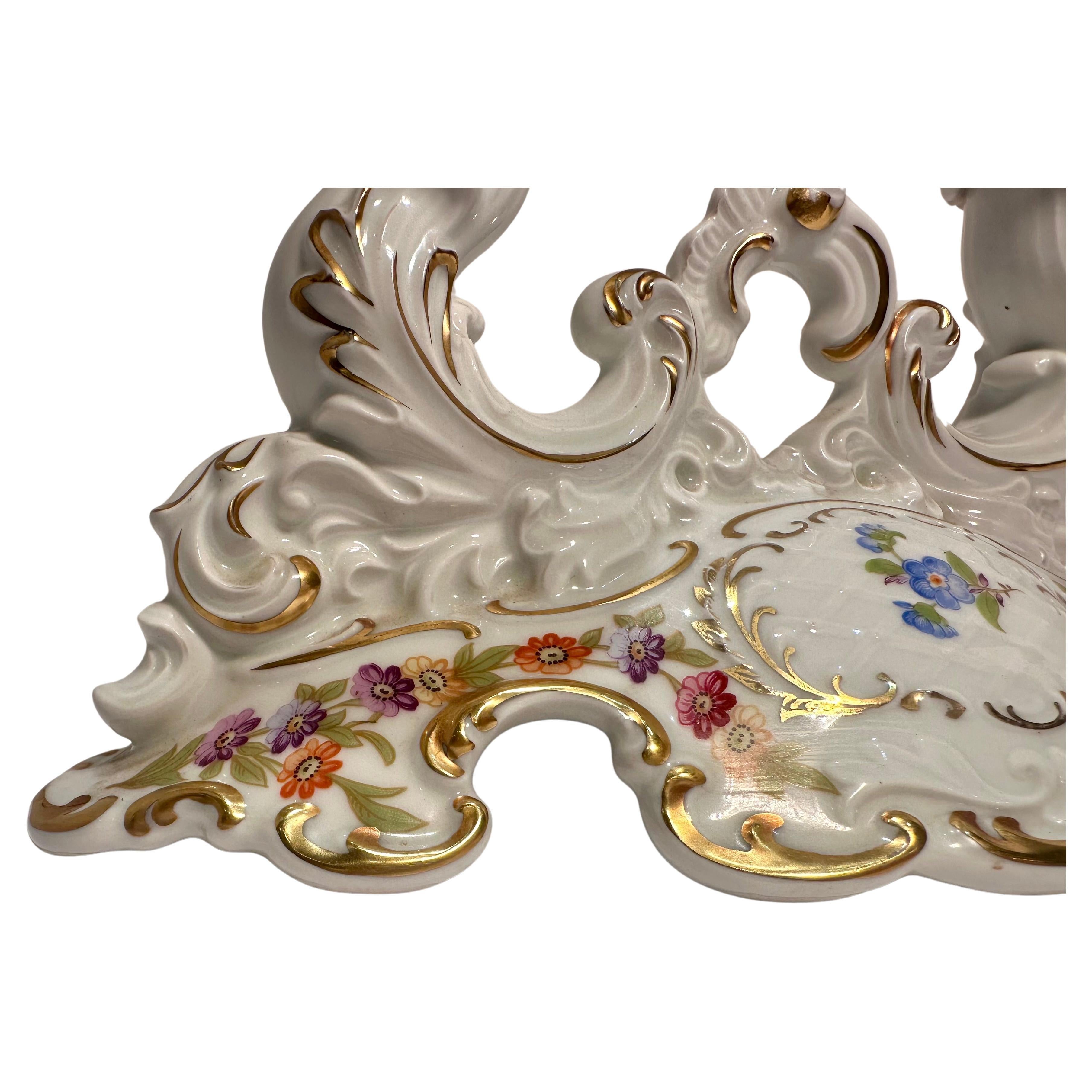 Goldene Krone E & R Schumann Arzberg Deutschland Kaiserin Dresden Blumen-Kandelaber (Barock) im Angebot