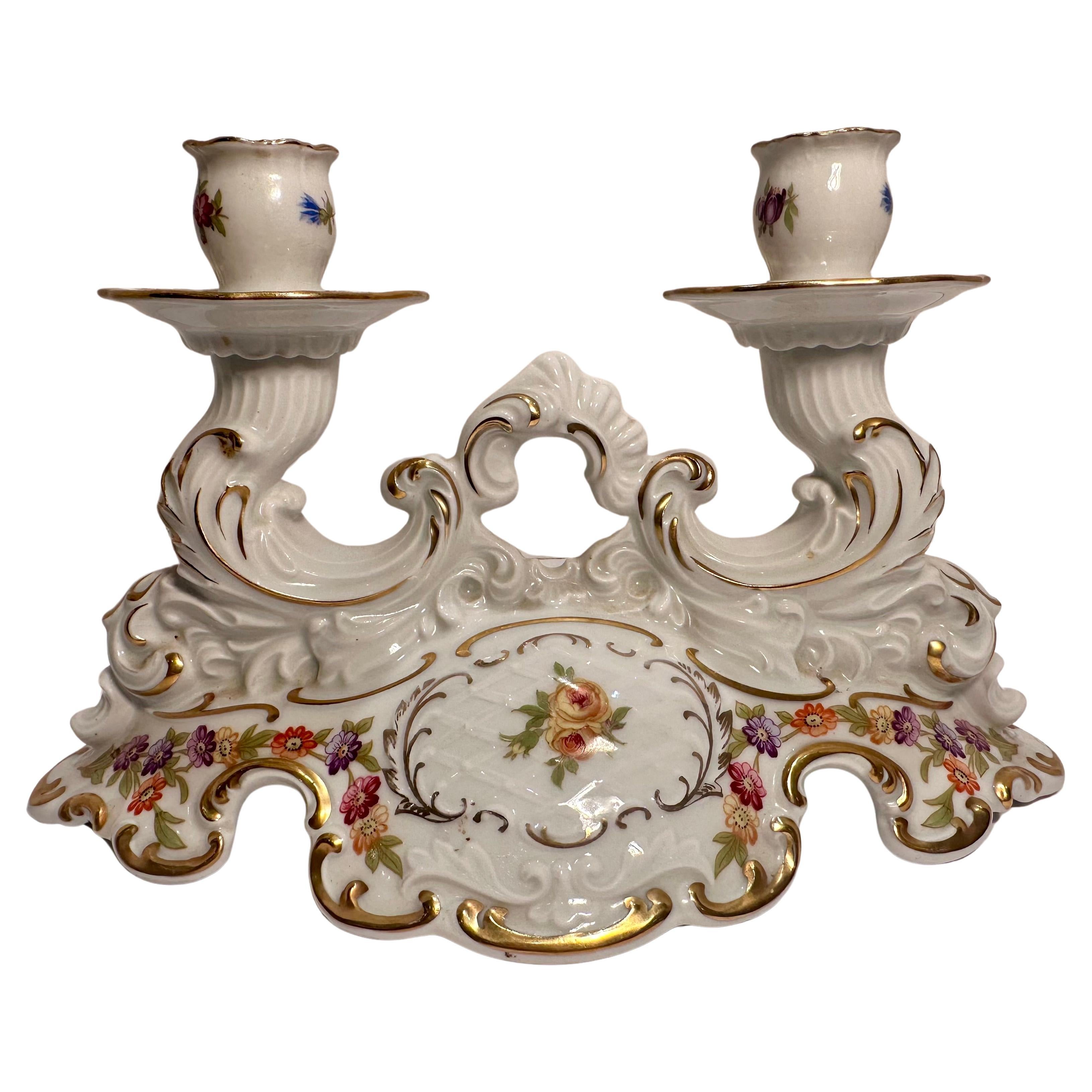 Goldene Krone E & R Schumann Arzberg Deutschland Kaiserin Dresden Blumen-Kandelaber (Porzellan) im Angebot