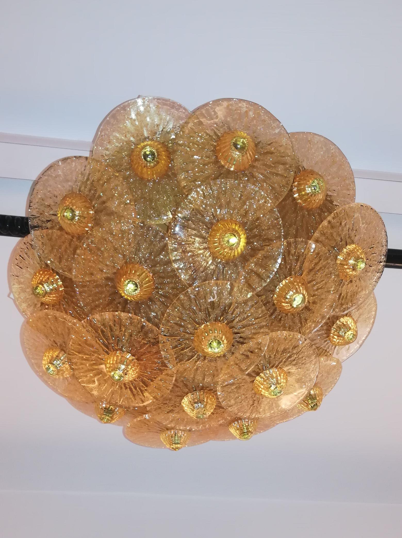Golden crystal ceiling light. Small model.