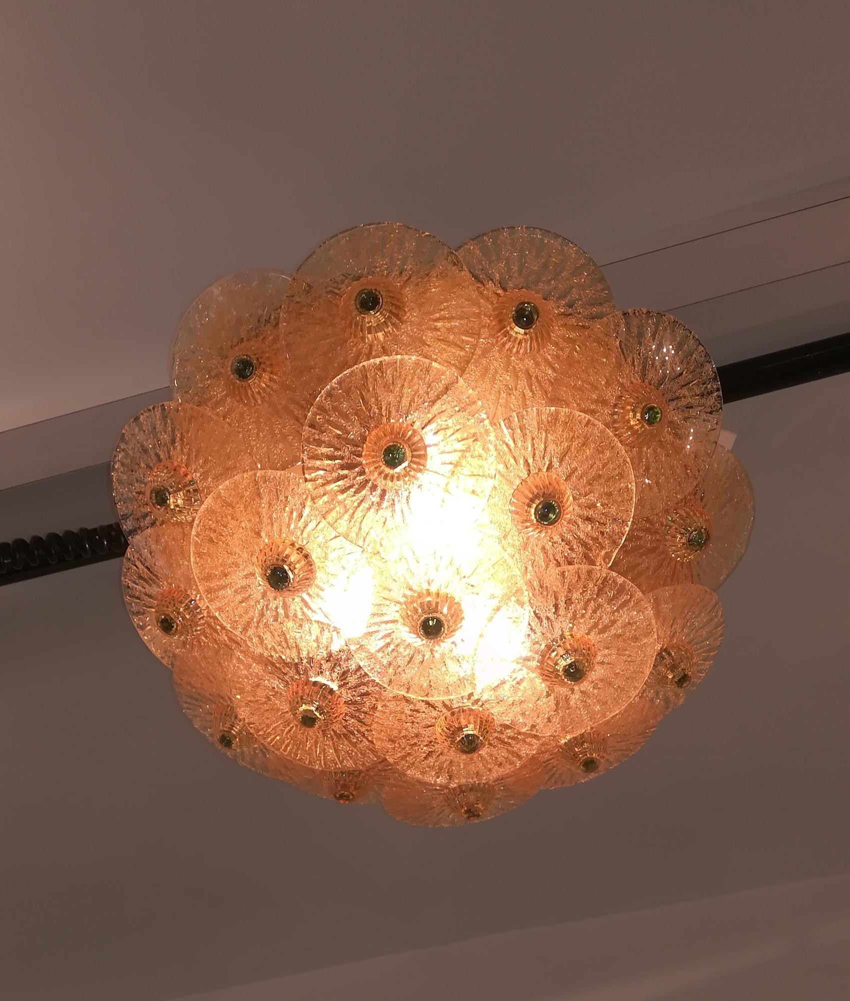 Italian Golden Crystal Ceiling Light, Small Model For Sale