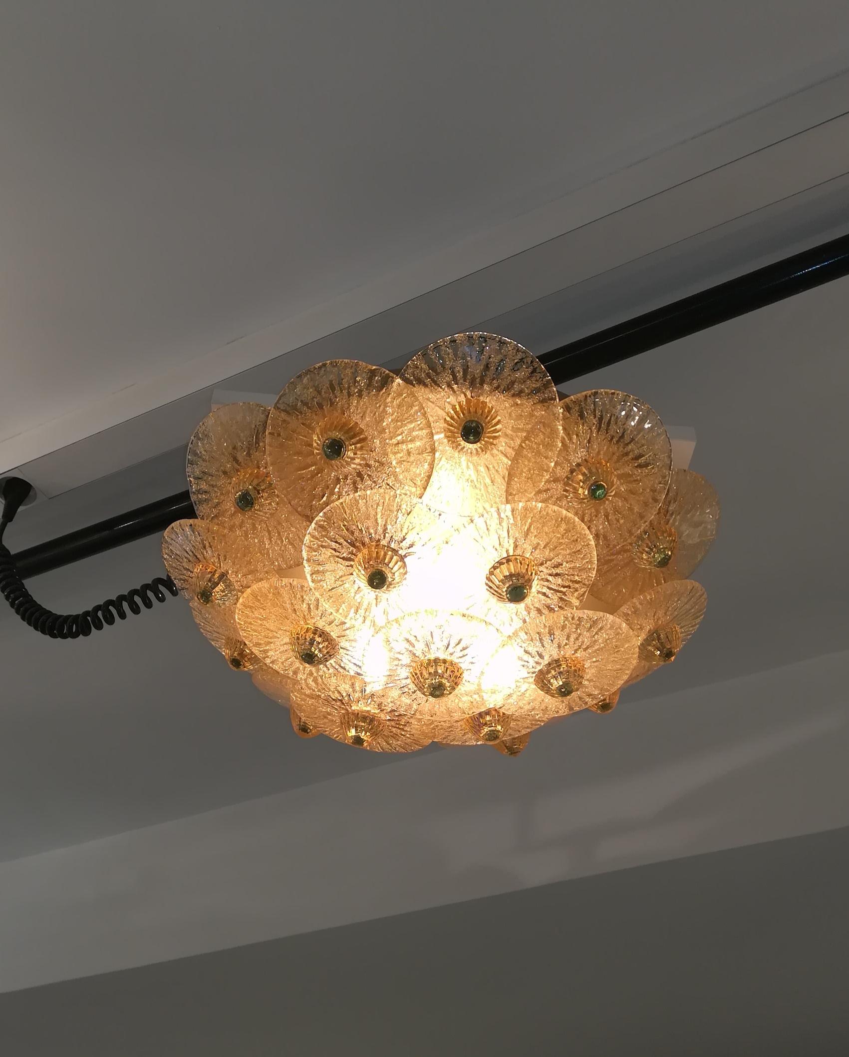 Golden Crystal Ceiling Light, Small Model In Excellent Condition For Sale In Saint-Ouen, FR