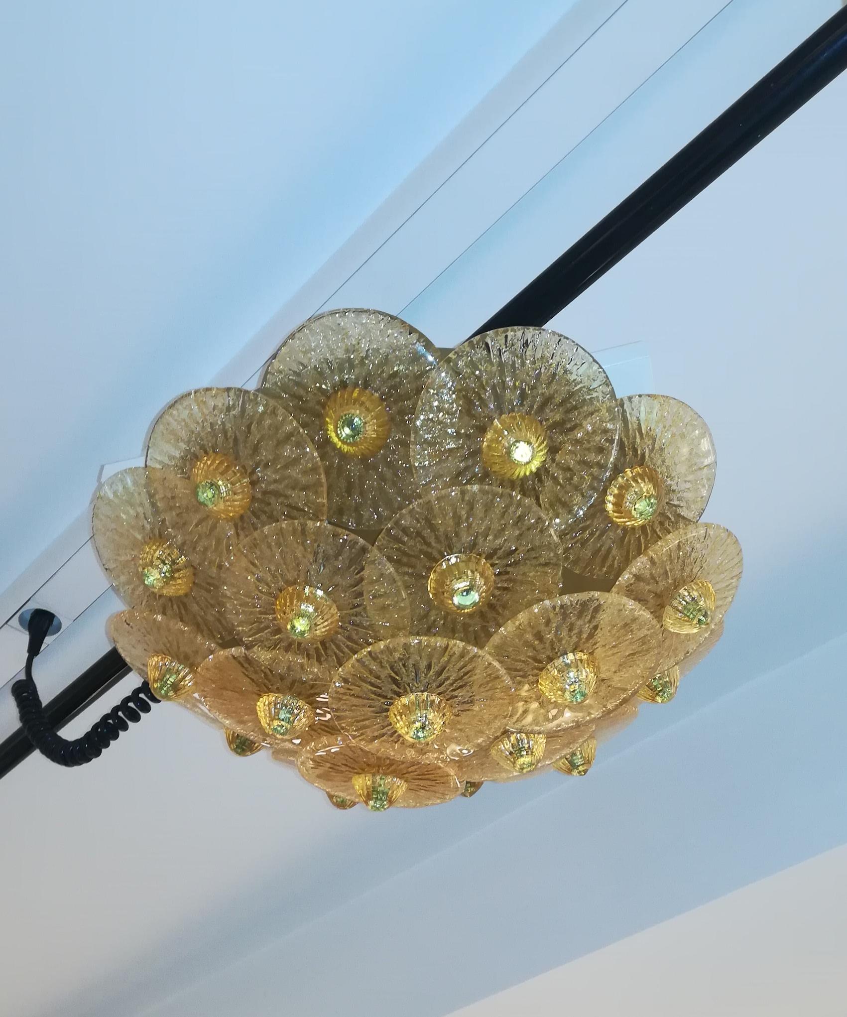 20th Century Golden Crystal Ceiling Light, Small Model For Sale