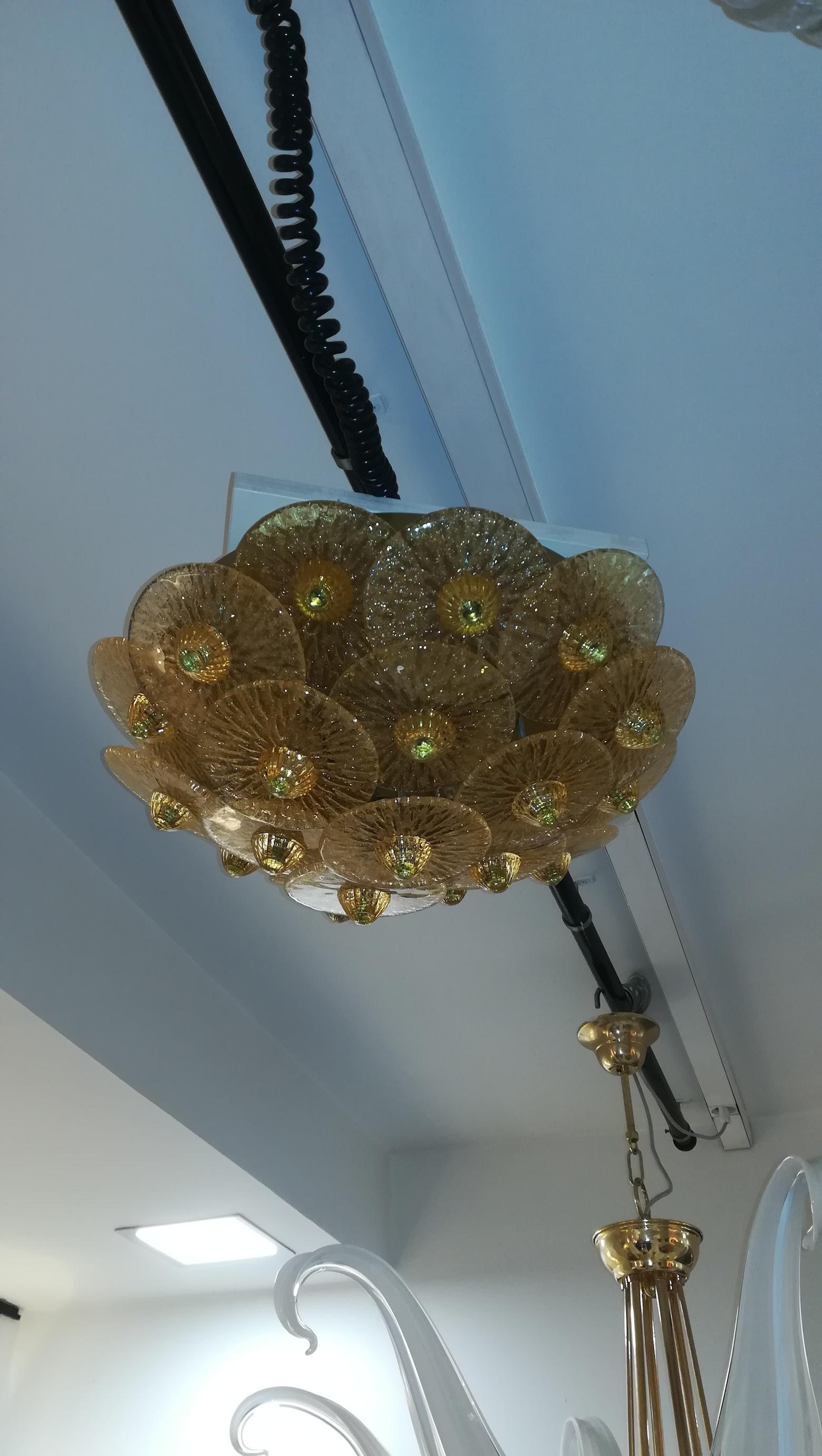 Metal Golden Crystal Ceiling Light, Small Model For Sale