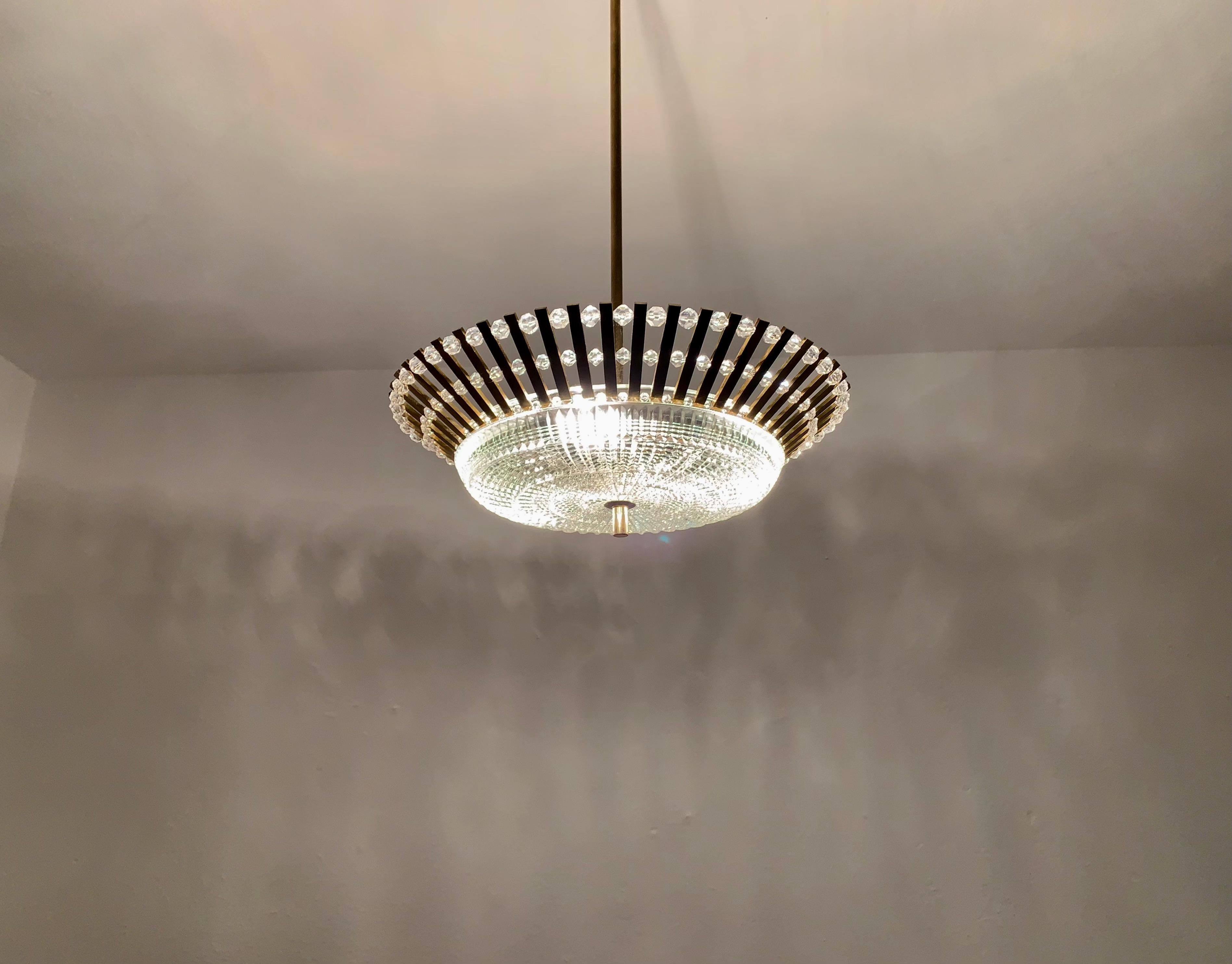Lampadario in cristallo dorato di Palwa in vendita 2