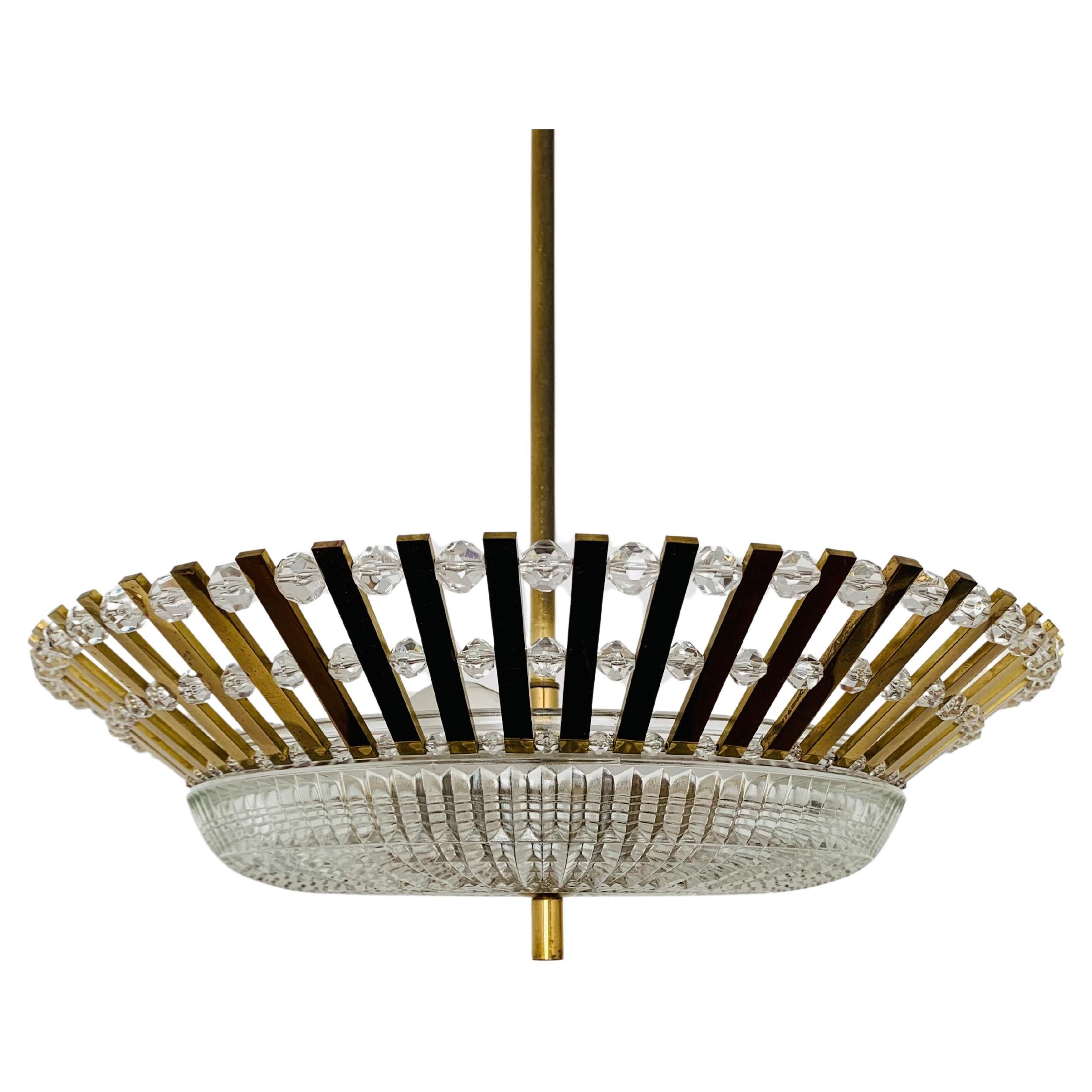 Golden Crystal Glass Chandelier by Palwa 