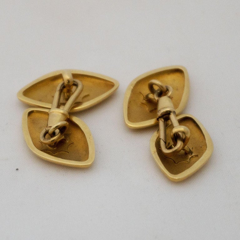 Golden Cufflinks in Rhomb Shape For Sale at 1stDibs